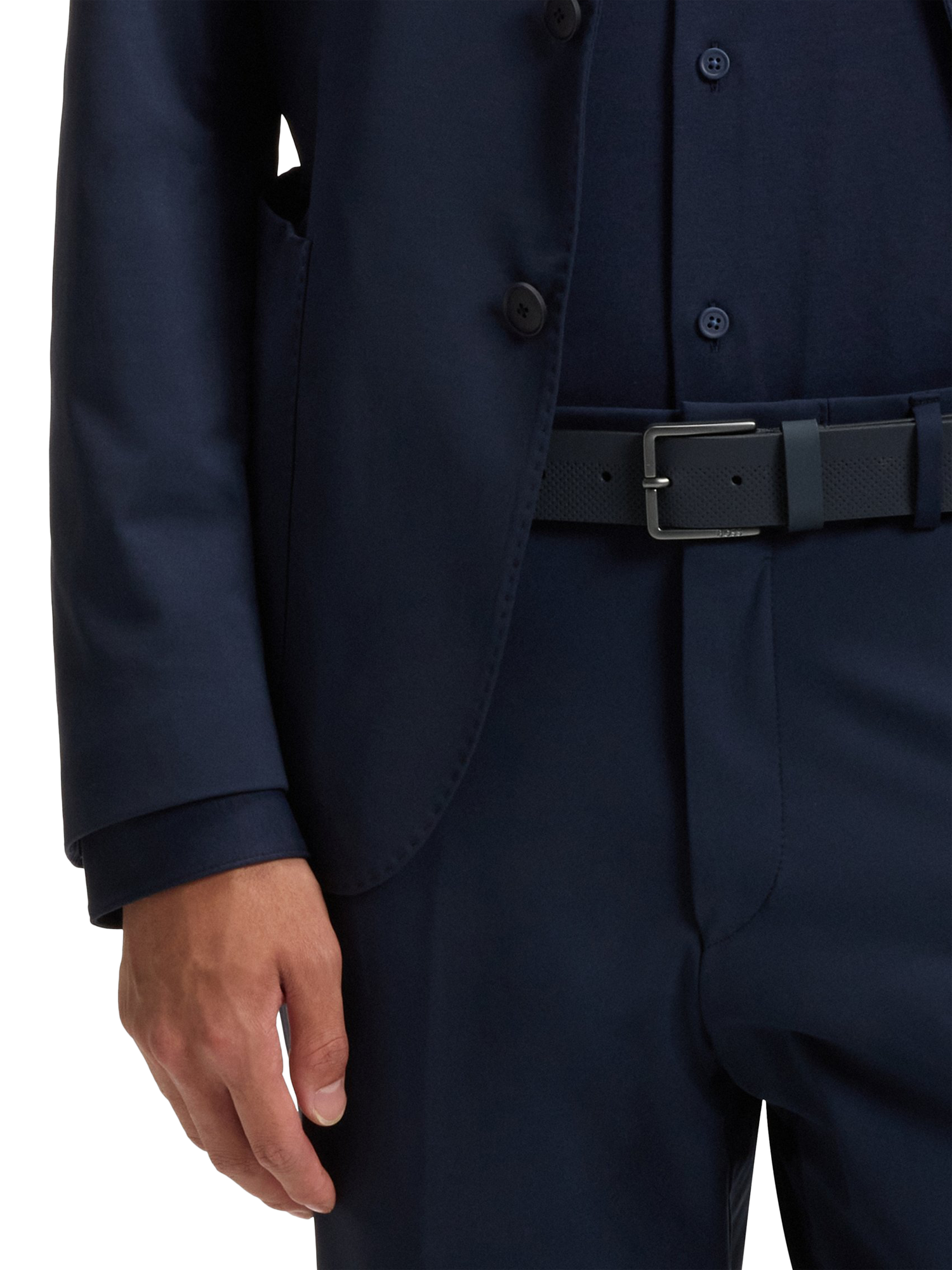 Product image 4 of 4, which shows HUGO BOSS BOSS Leather Belt, Navy, 32