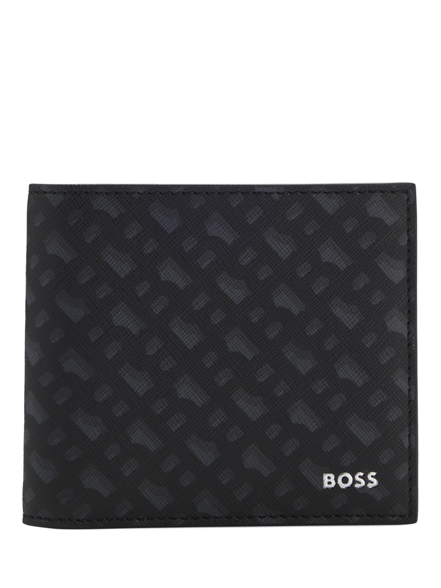 Product image 1 of 4, which shows BOSS Logo Monogram Leather Wallet, Black, One Size