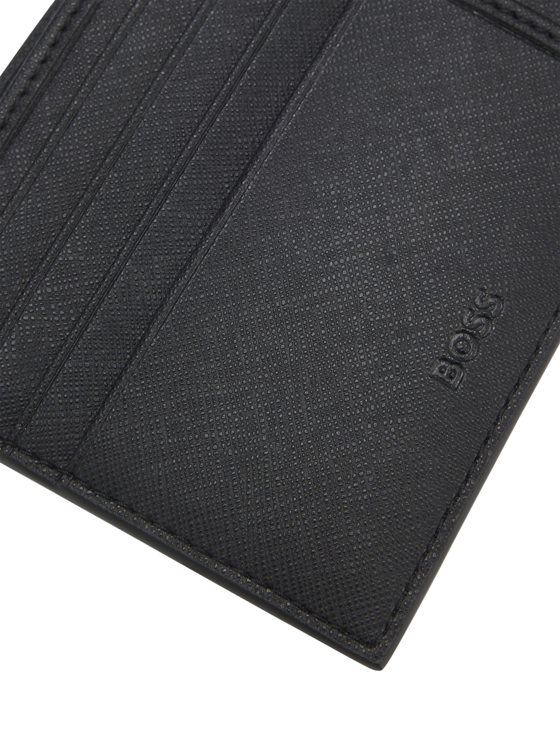Product image 3 of 4, which shows BOSS Logo Monogram Leather Wallet, Black, One Size