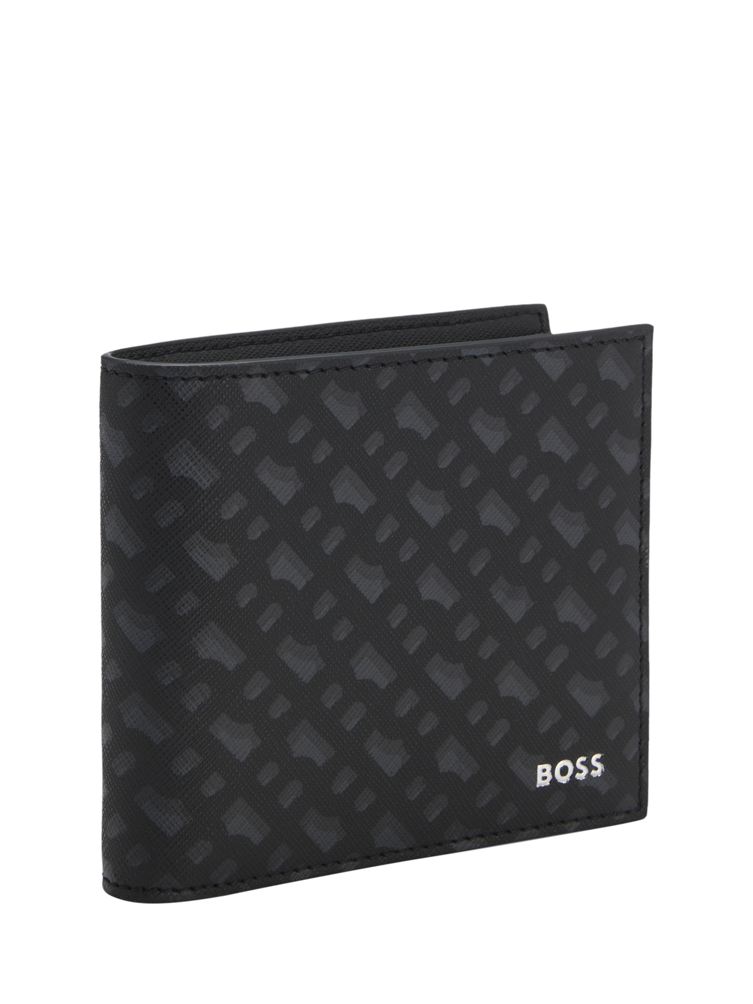 Product image 4 of 4, which shows BOSS Logo Monogram Leather Wallet, Black, One Size