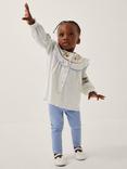 Monsoon Baby Cotton Blouse and Legging Set, Ivory
