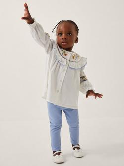 Monsoon Baby Cotton Blouse and Legging Set, Ivory, Ivory
