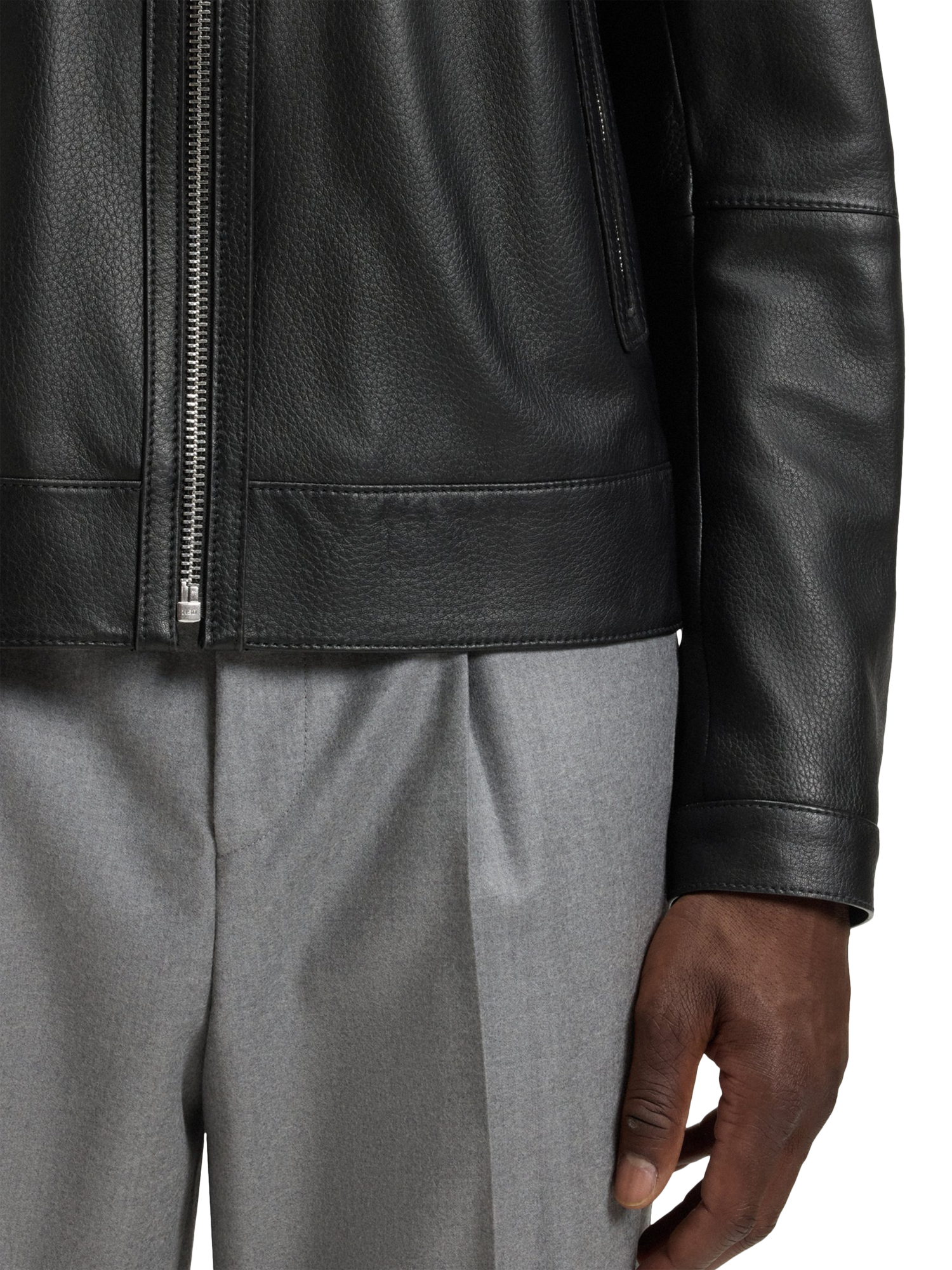 Product image 5 of 6, which shows BOSS Lambs Leather Jacket, Black, 38R