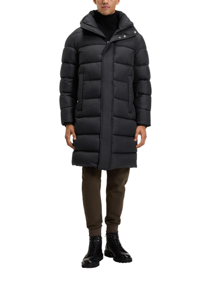HUGO BOSS BOSS Hooded Zip Front Puffer Coat, Black, Black