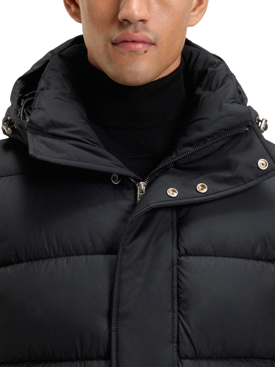 Product image 5 of 6, which shows HUGO BOSS BOSS Hooded Zip Front Puffer Coat, Black, 38R
