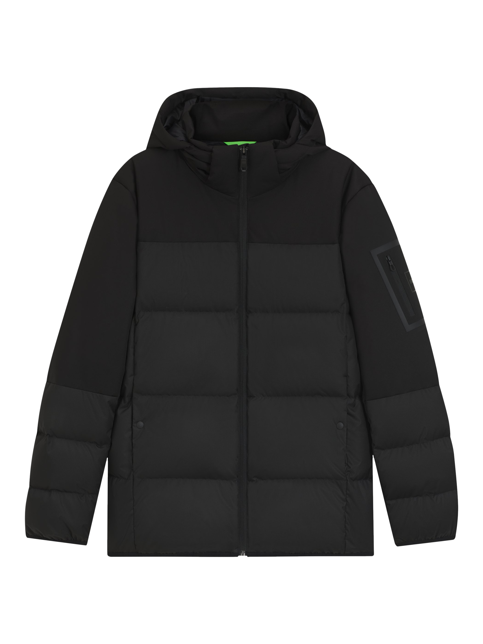 Product image 4 of 6, which shows HUGO BOSS BOSS Hooded Zip Front Puffer Jacket, Black, XXL