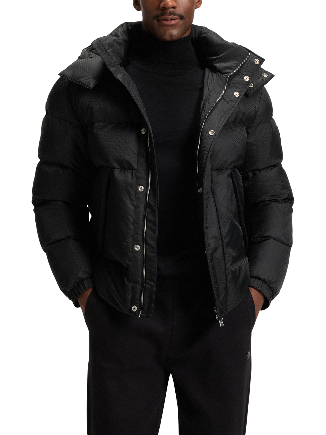 Product image 1 of 6, which shows BOSS Hooded Puffer Jacket, Black, 38R