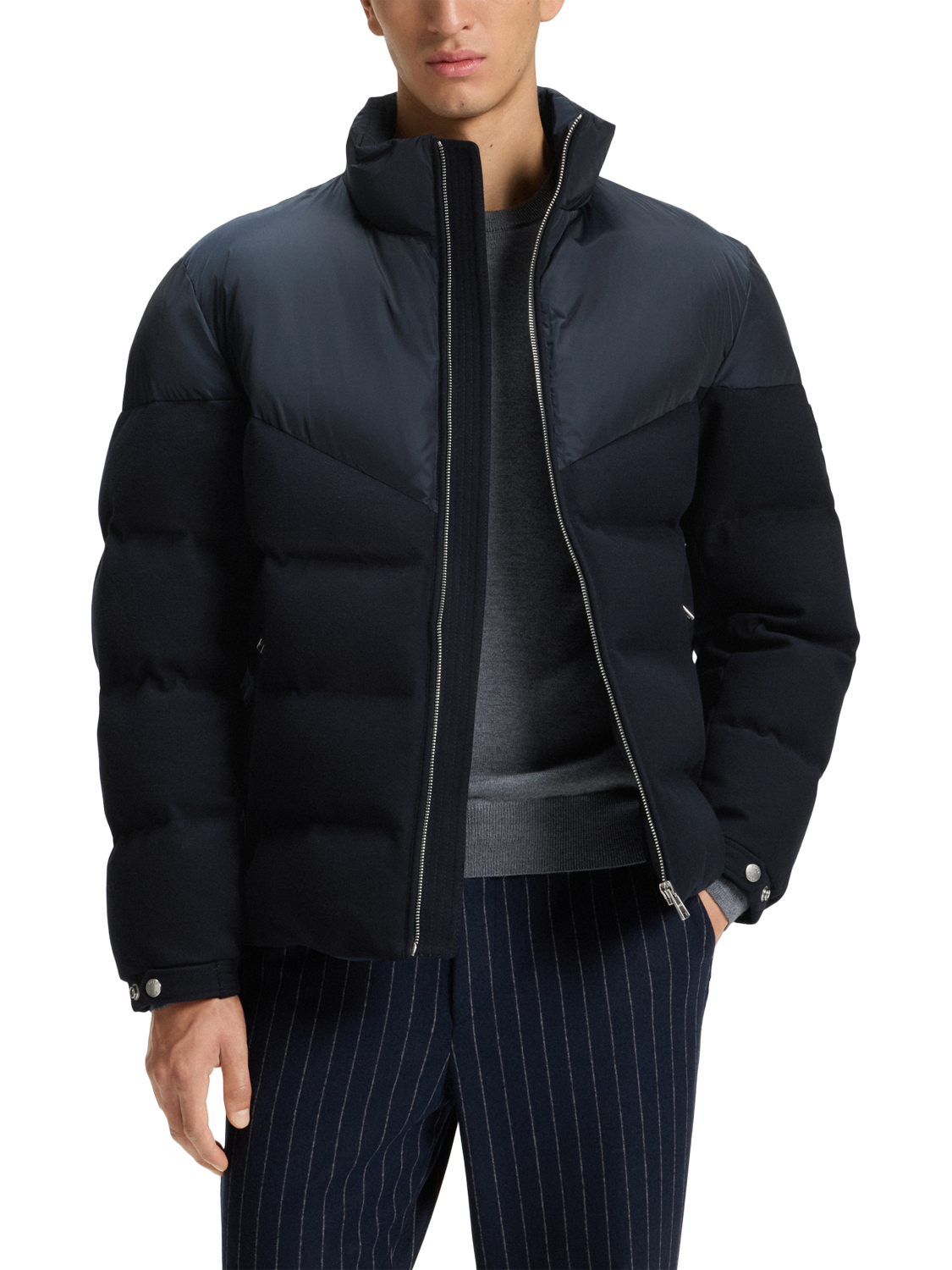 HUGO BOSS BOSS Zip Front Puffer Jacket, Dark Blue