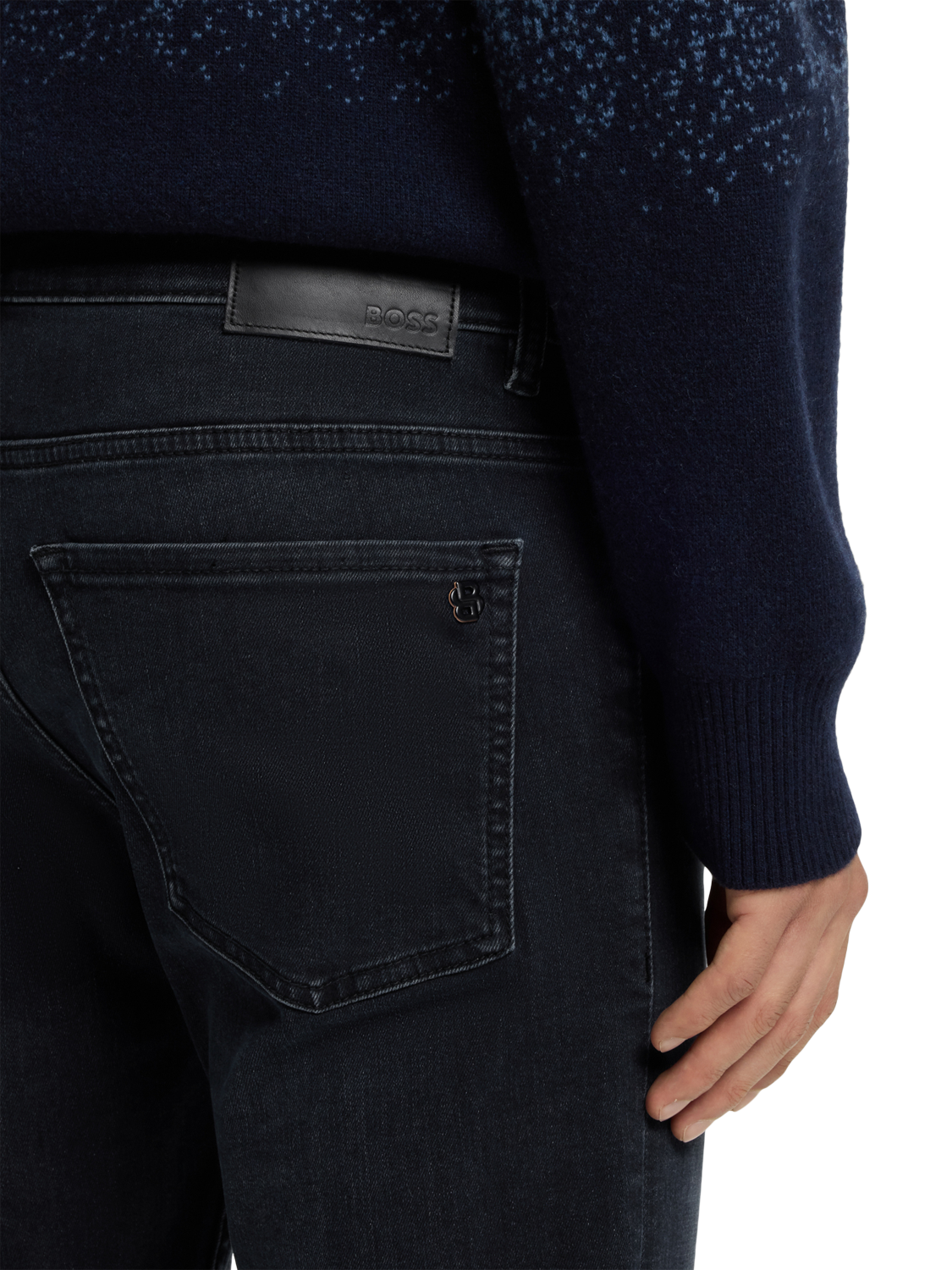 Product image 5 of 6, which shows HUGO BOSS Slim Cut Denim Jeans, Dark Blue, 30R
