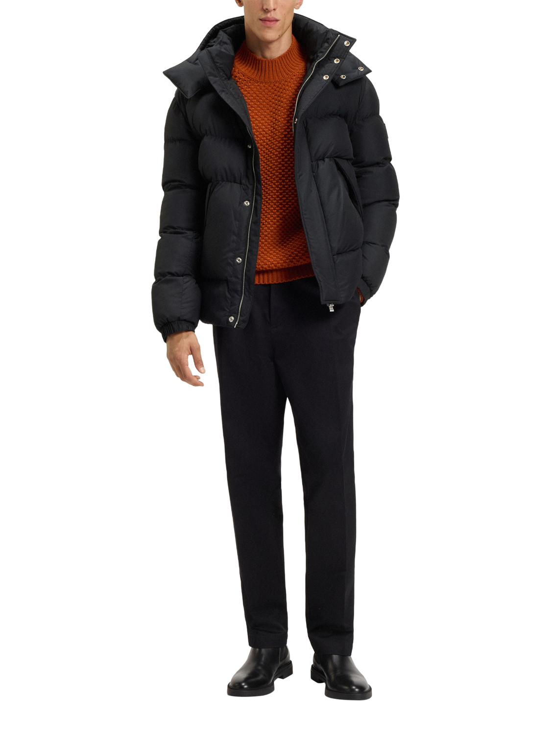 Product image 3 of 6, which shows HUGO BOSS BOSS Zip Puffer Jacket, Black, 36R