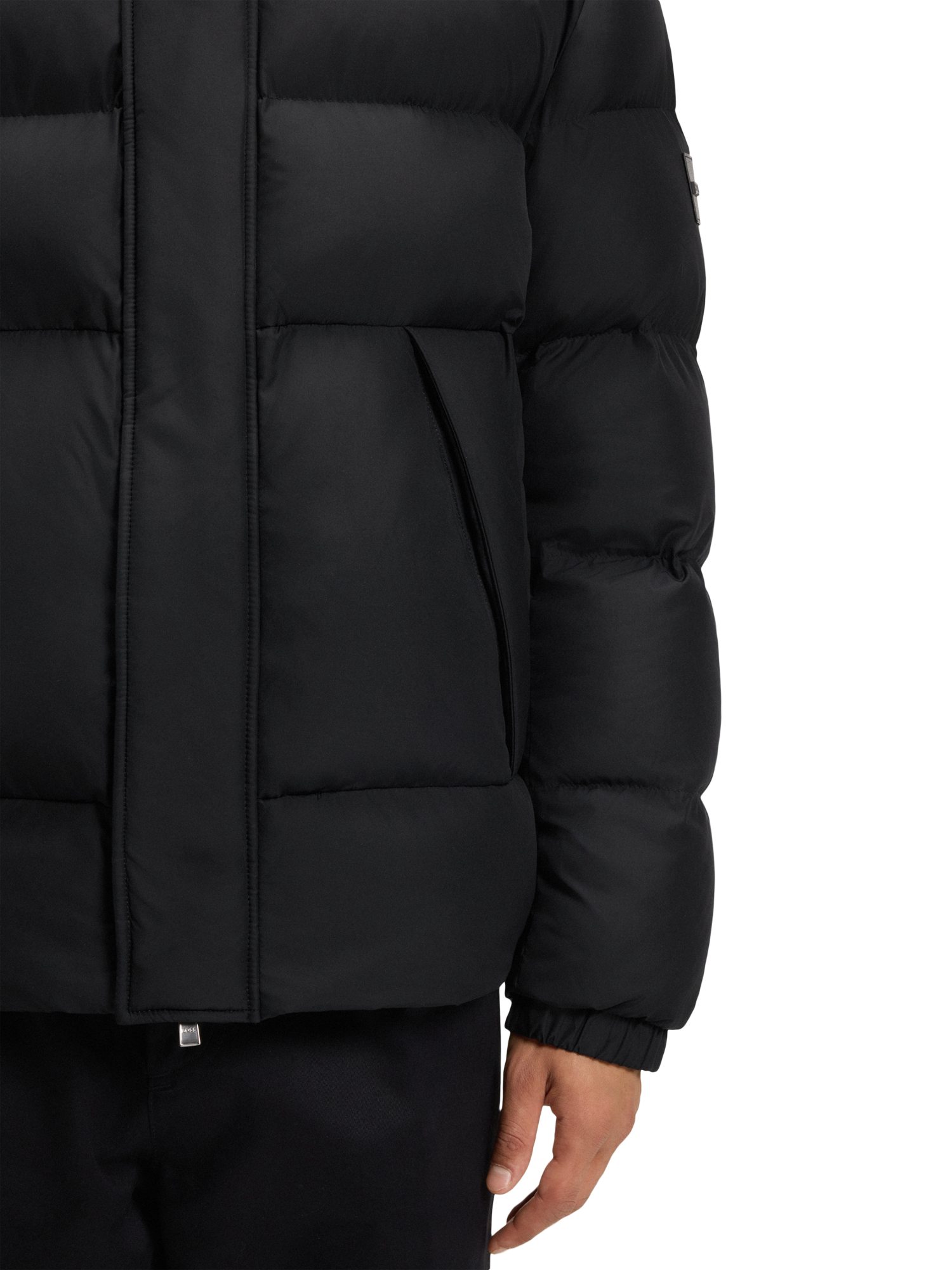 Product image 5 of 6, which shows HUGO BOSS BOSS Zip Puffer Jacket, Black, 36R