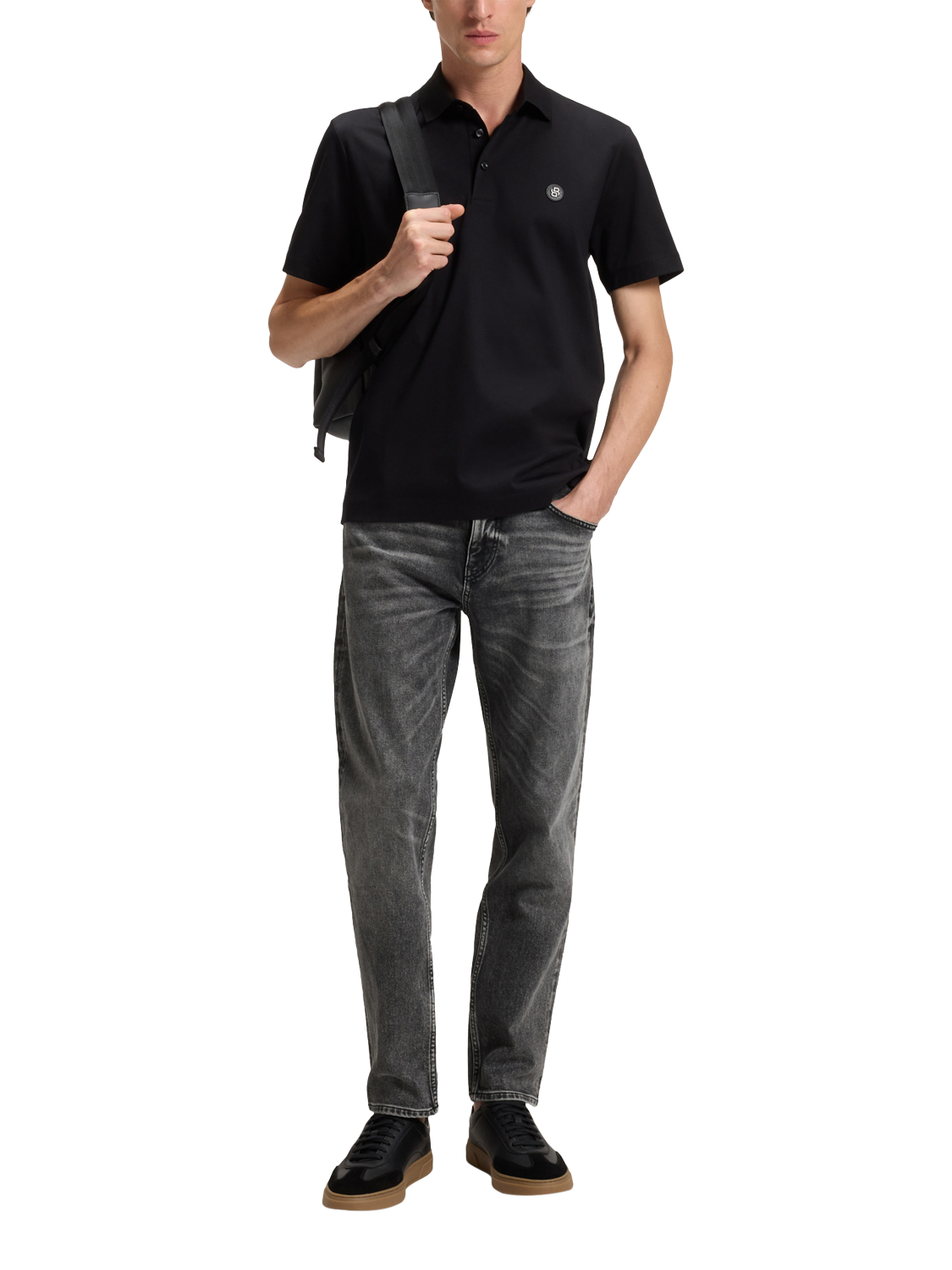 Product image 3 of 6, which shows BOSS Regular Straight Fit Jeans, Black, 32L