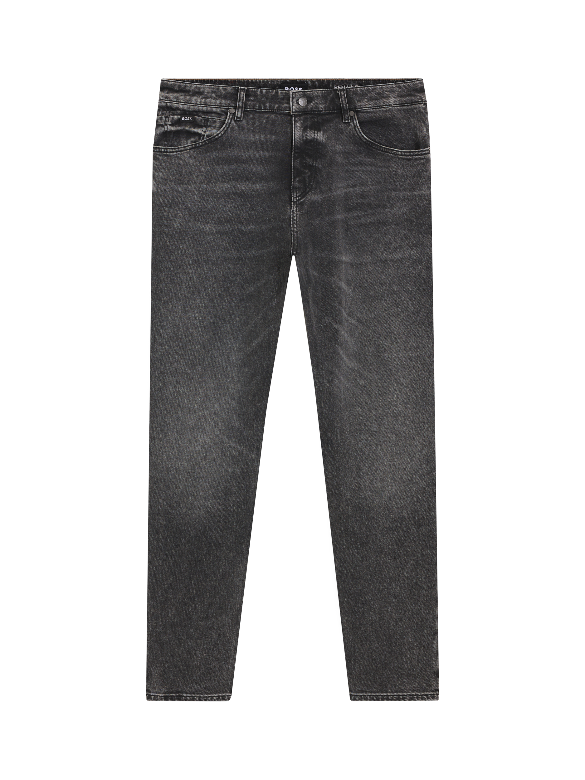 Product image 4 of 6, which shows BOSS Regular Straight Fit Jeans, Black, 32L