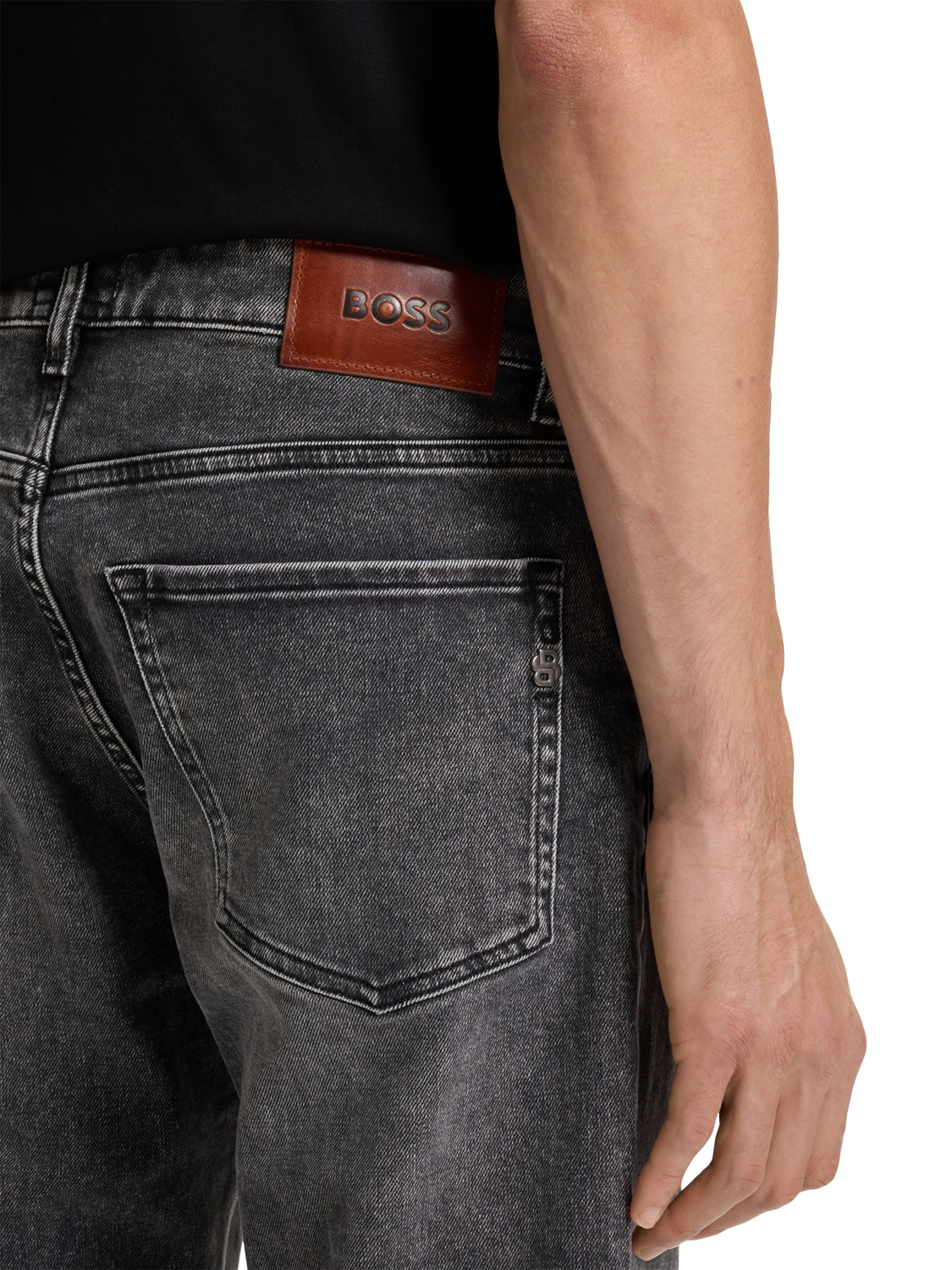 Product image 5 of 6, which shows BOSS Regular Straight Fit Jeans, Black, 32L