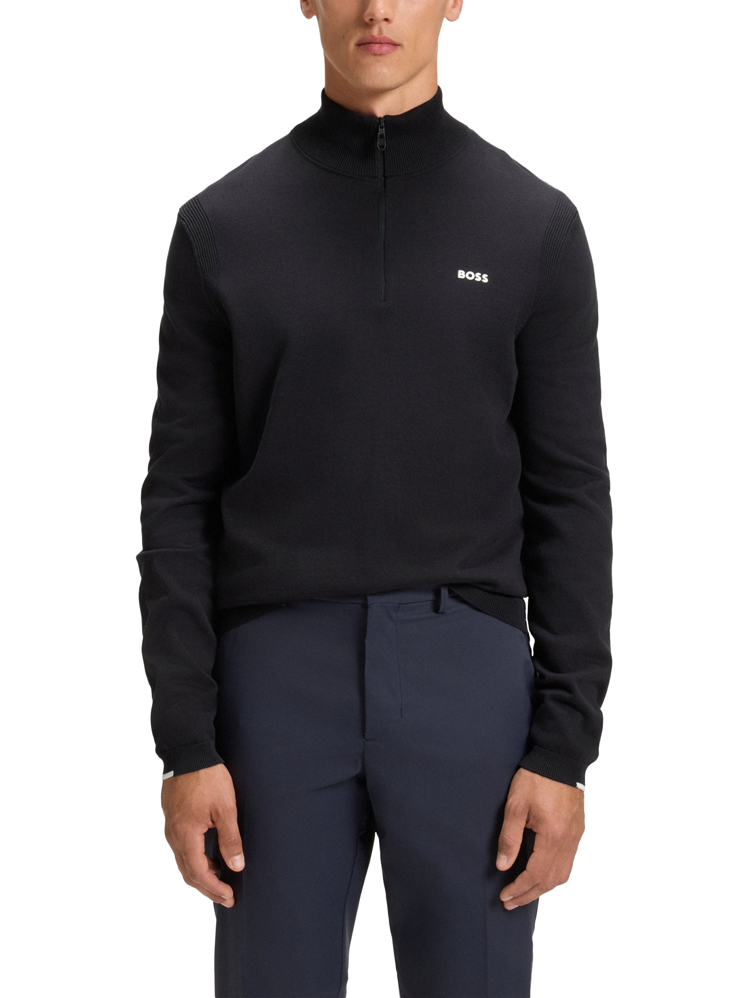 Product image 1 of 11, which shows HUGO BOSS BOSS Ever X Half Zip Cotton Sweatshirt, Dark Blue, S