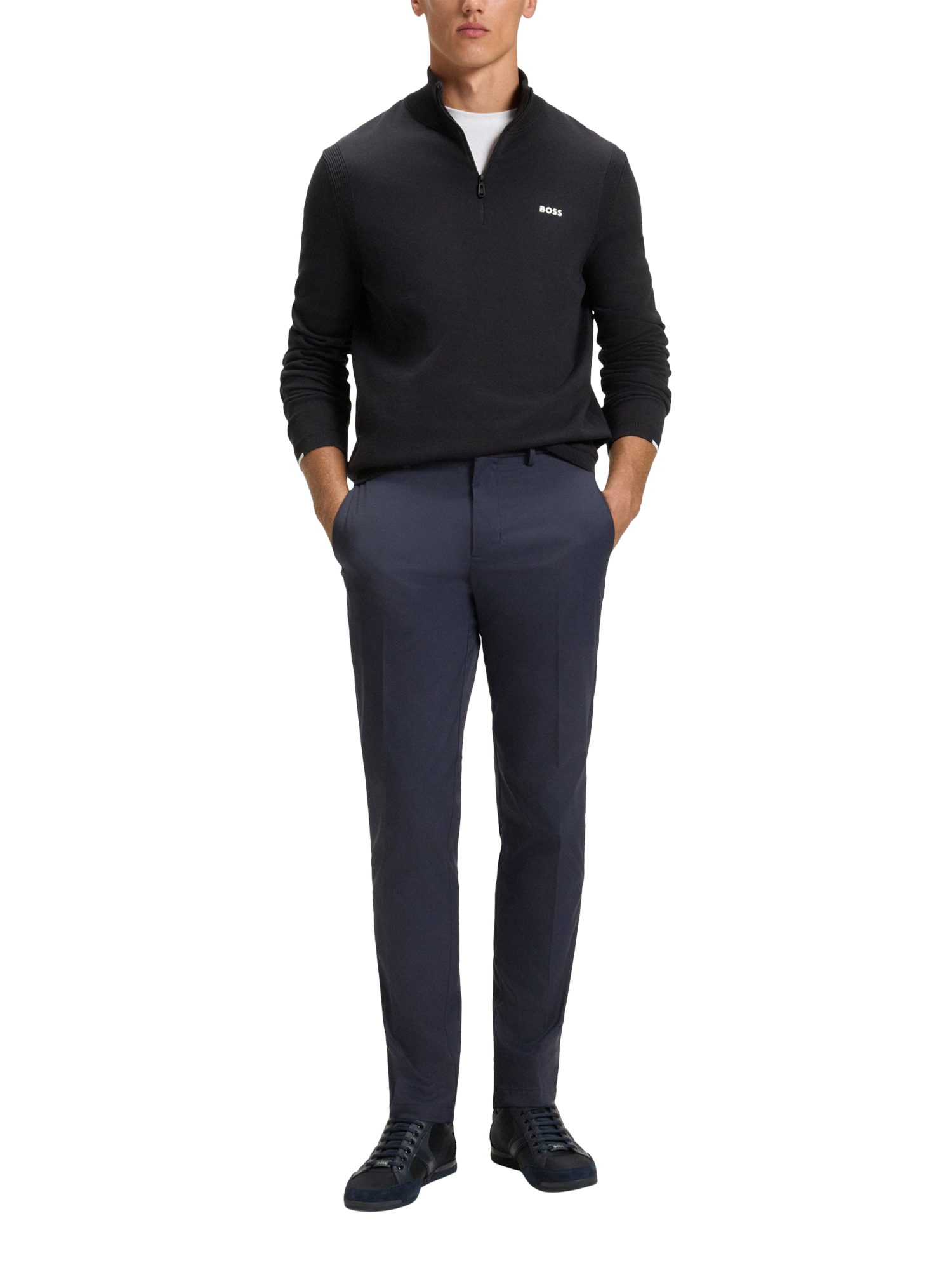 Product image 3 of 11, which shows HUGO BOSS BOSS Ever X Half Zip Cotton Sweatshirt, Dark Blue, S