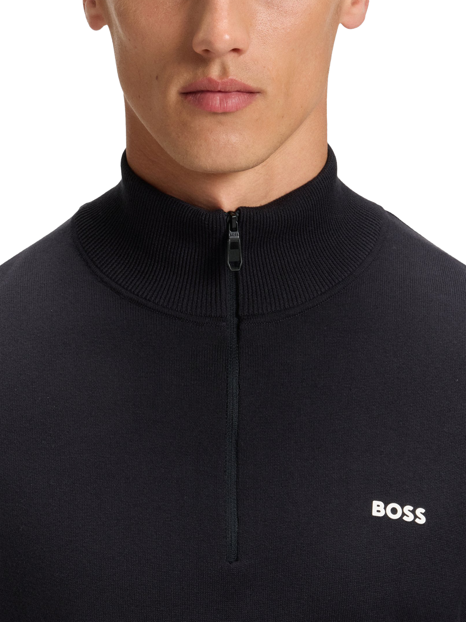 Product image 5 of 11, which shows HUGO BOSS BOSS Ever X Half Zip Cotton Sweatshirt, Dark Blue, S