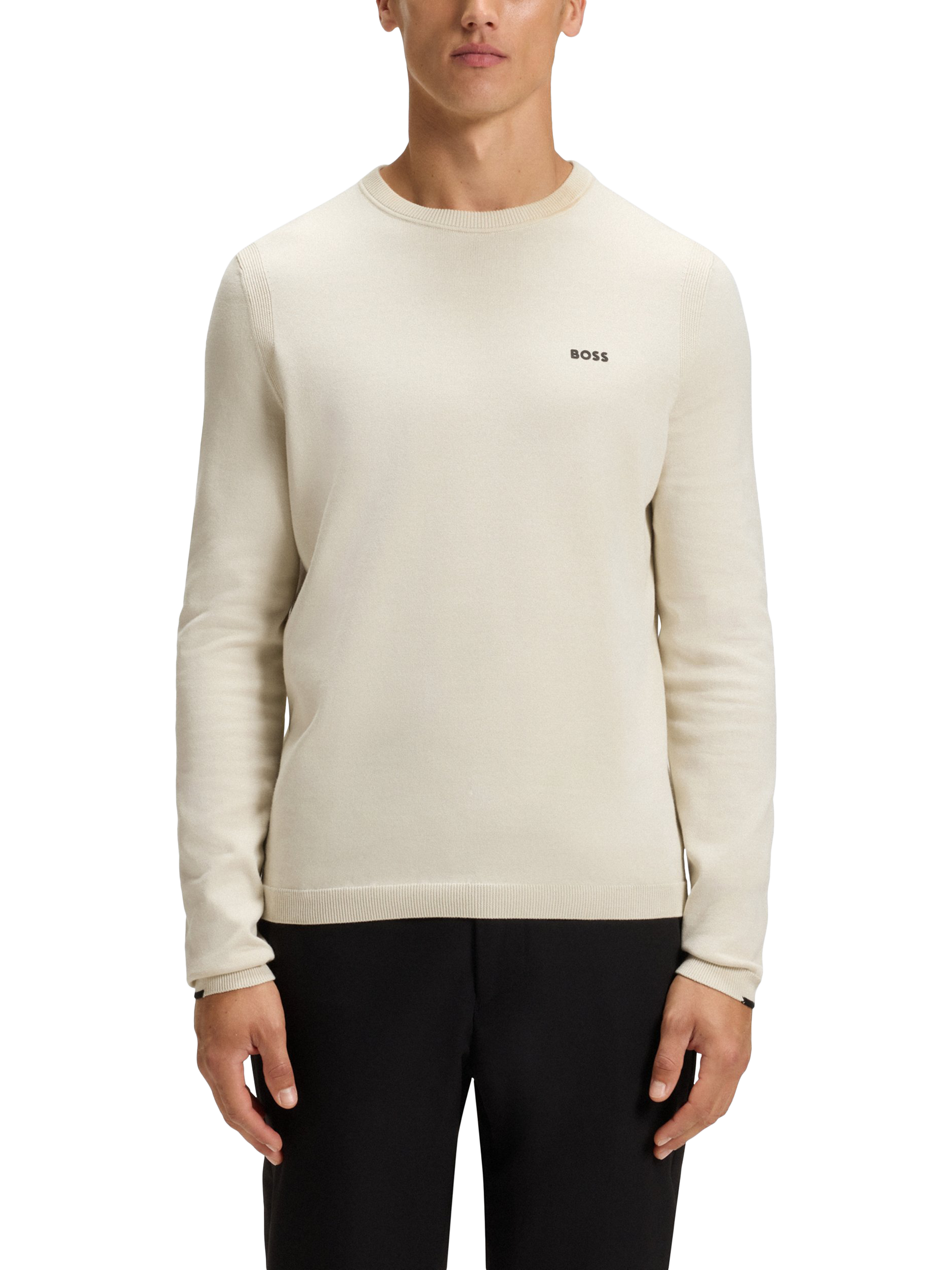 HUGO BOSS BOSS Ever X Crew Neck Cotton Jumper, Open White
