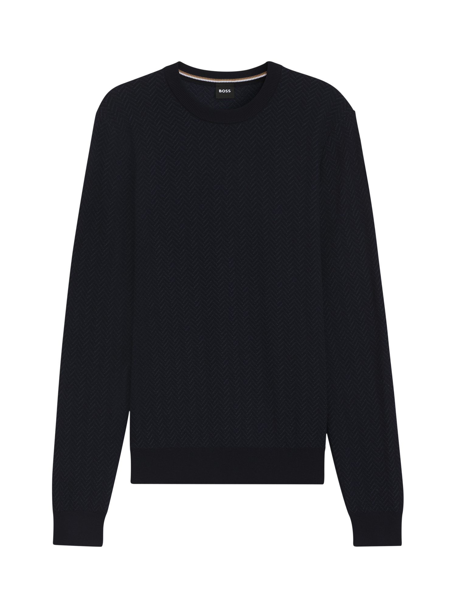 Product image 4 of 5, which shows BOSS Wool Blend Crew Neck Jumper, Dark Blue, S