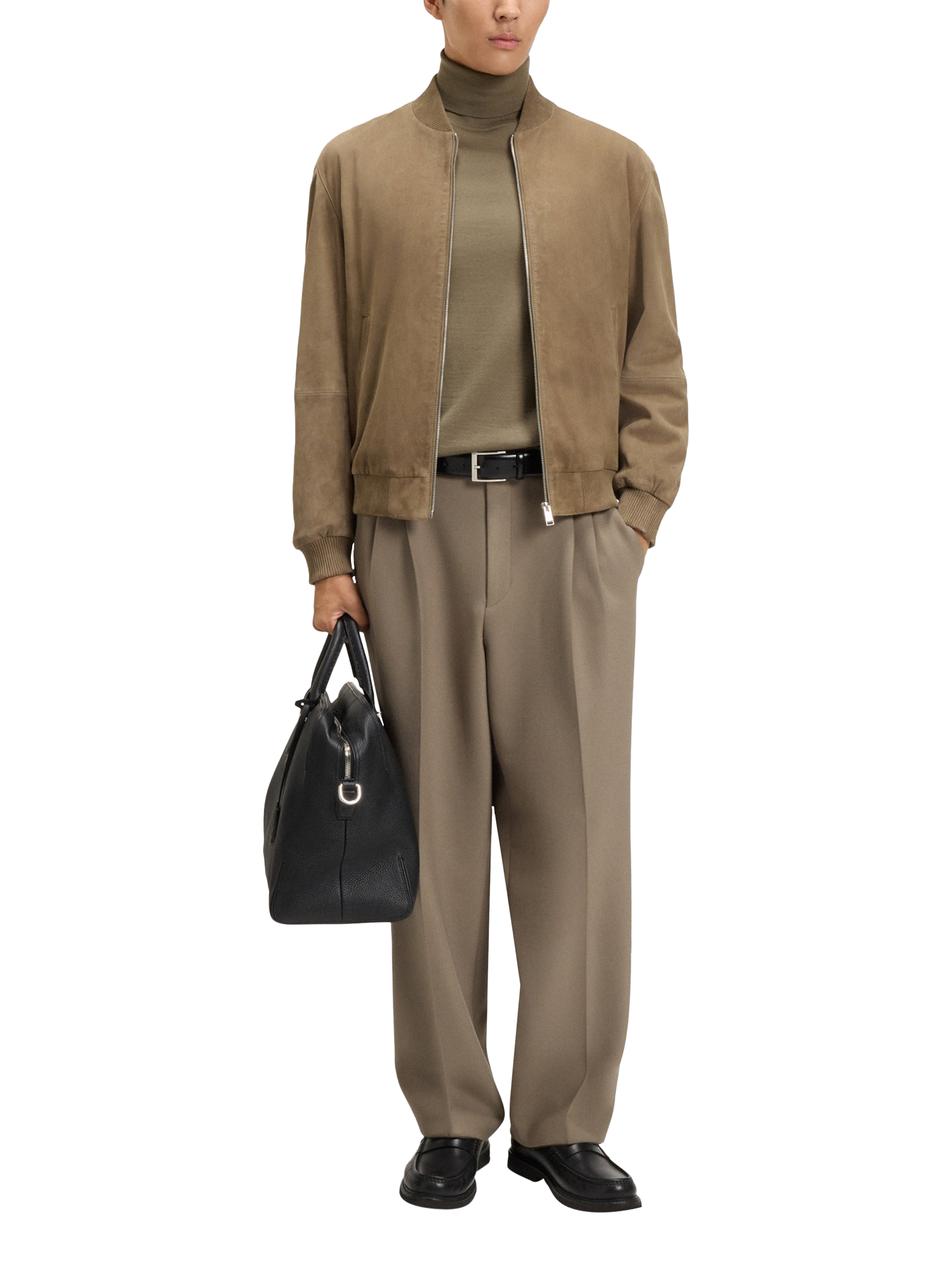 Product image 3 of 5, which shows HUGO BOSS BOSS Musso Roll Neck Wool Jumper, Open Brown, M