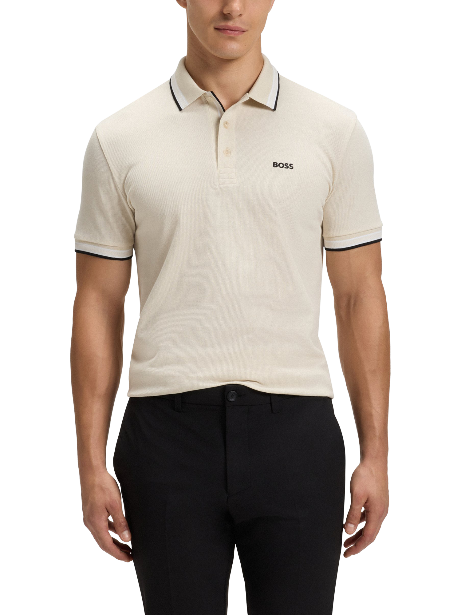 Product image 1 of 5, which shows HUGO BOSS BOSS Cotton Polo Shirt, Open White, L