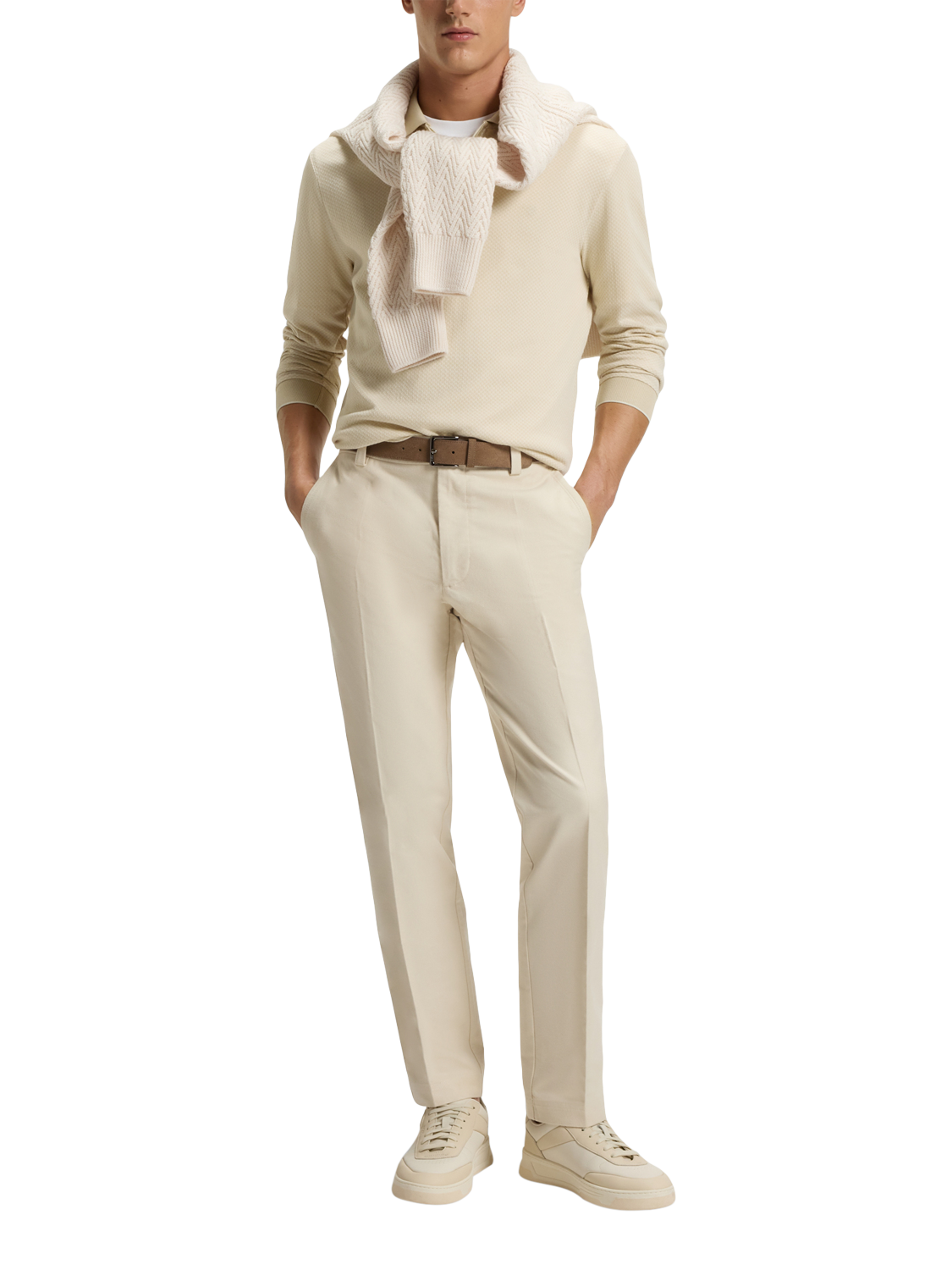 Product image 3 of 5, which shows HUGO BOSS BOSS Quarter Zip Jumper, Open White, S