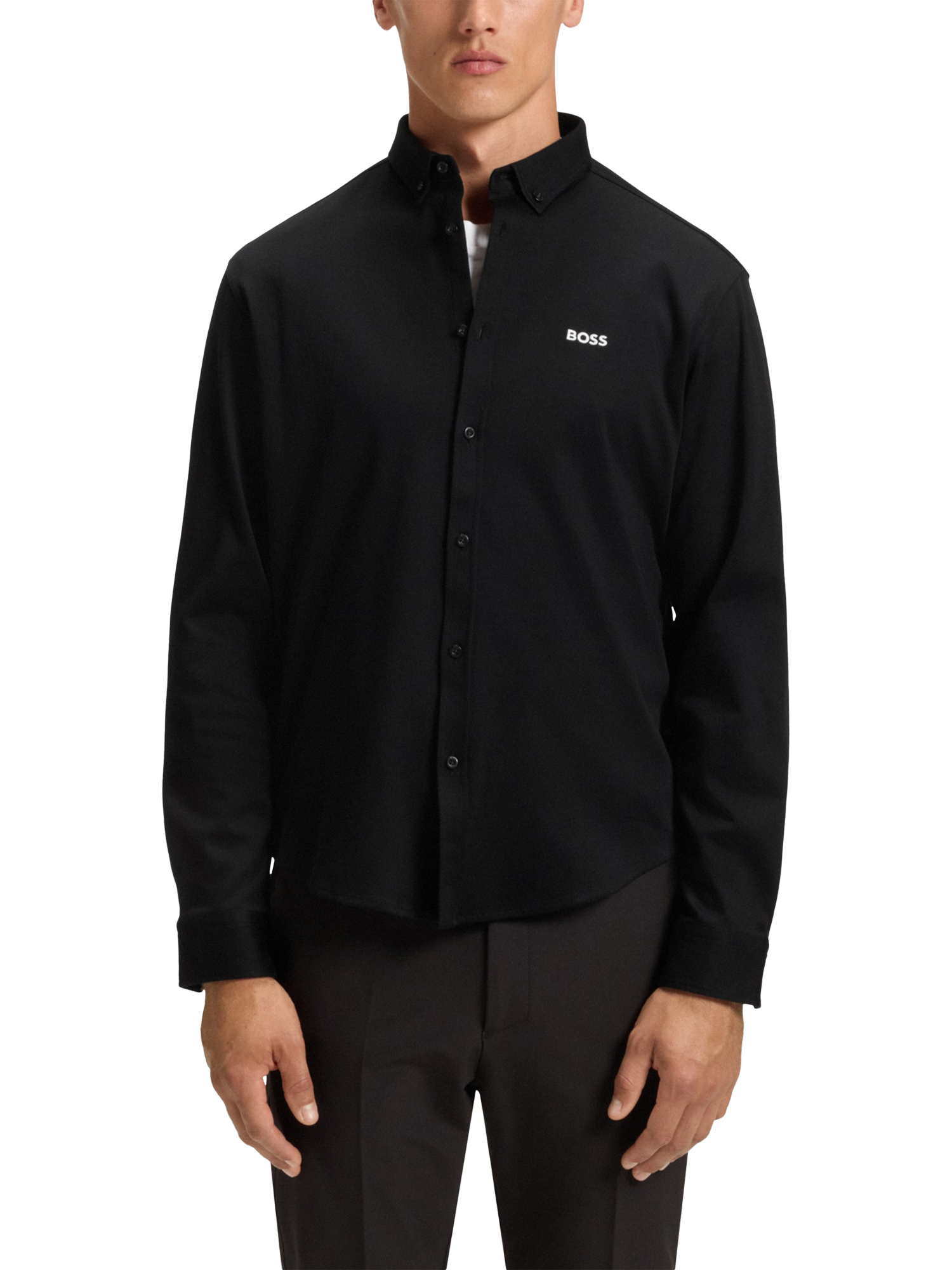 Product image 1 of 6, which shows HUGO BOSS BOSS Dynamic Cotton Jersey Shirt, Black, L