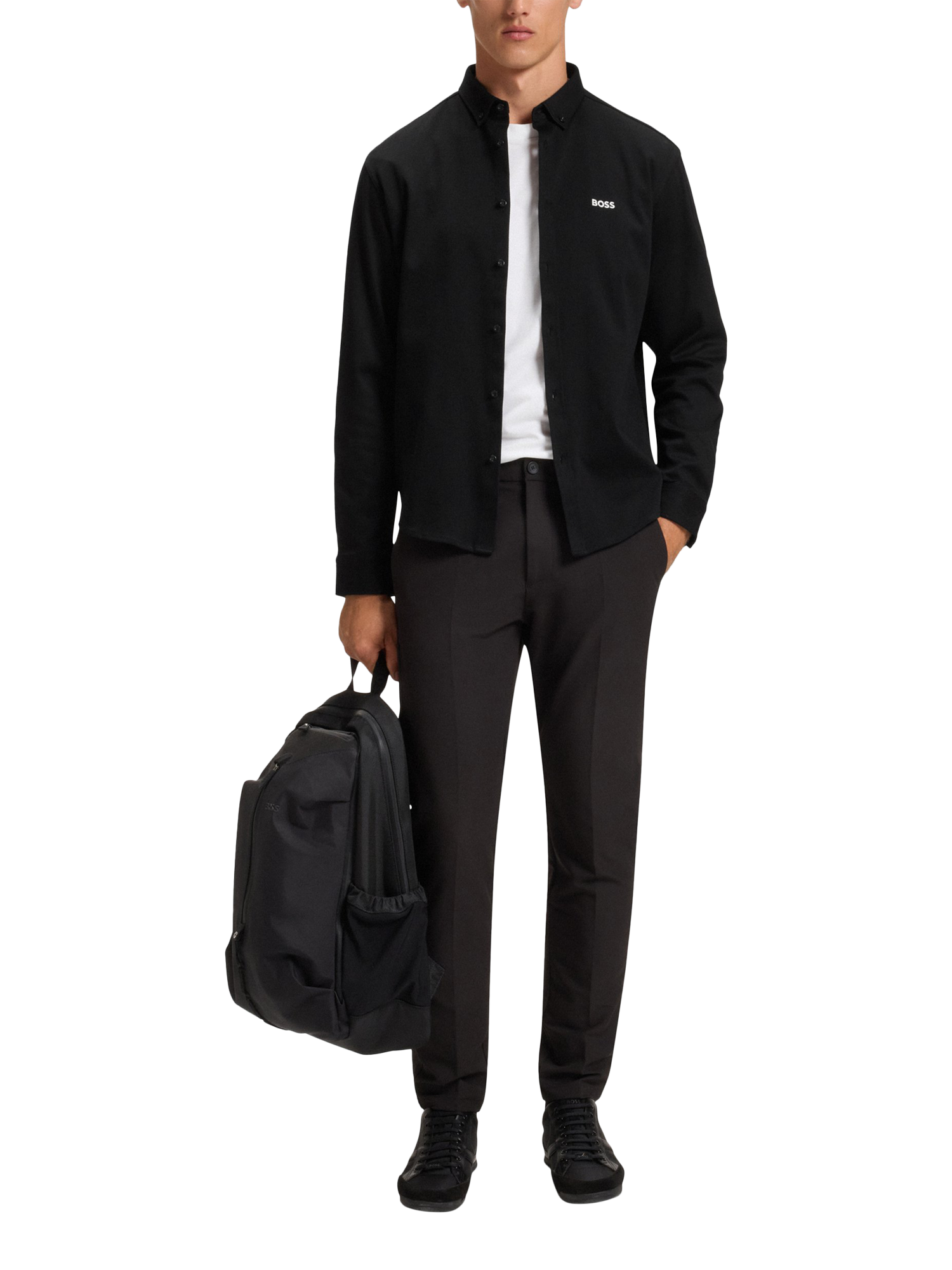 Product image 3 of 6, which shows HUGO BOSS BOSS Dynamic Cotton Jersey Shirt, Black, L