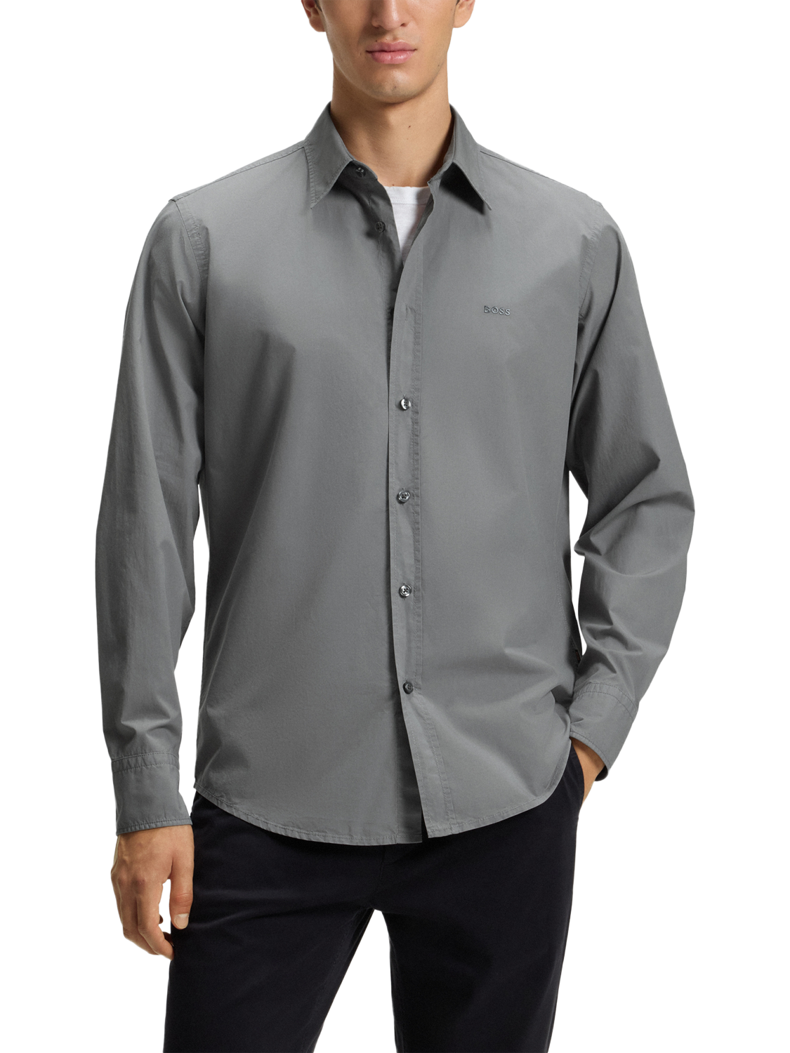 Product image 1 of 6, which shows HUGO BOSS Logo Cotton Shirt, Open Grey, L