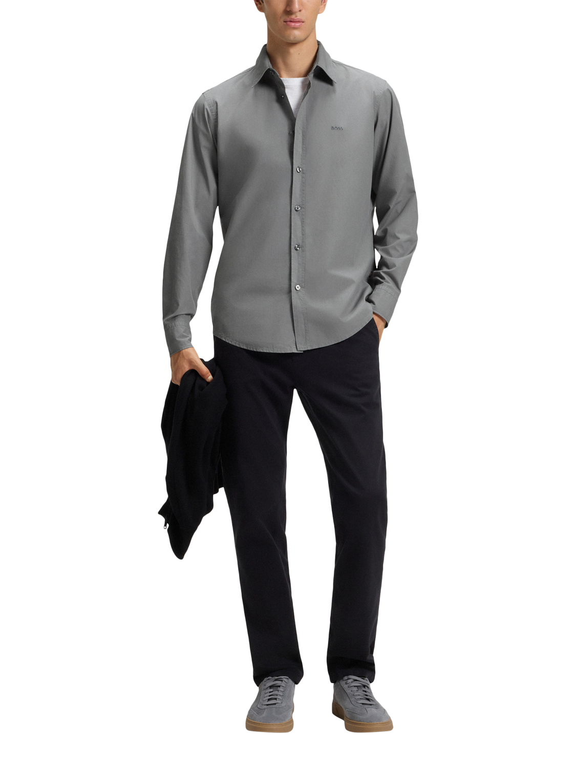 Product image 3 of 6, which shows HUGO BOSS Logo Cotton Shirt, Open Grey, L