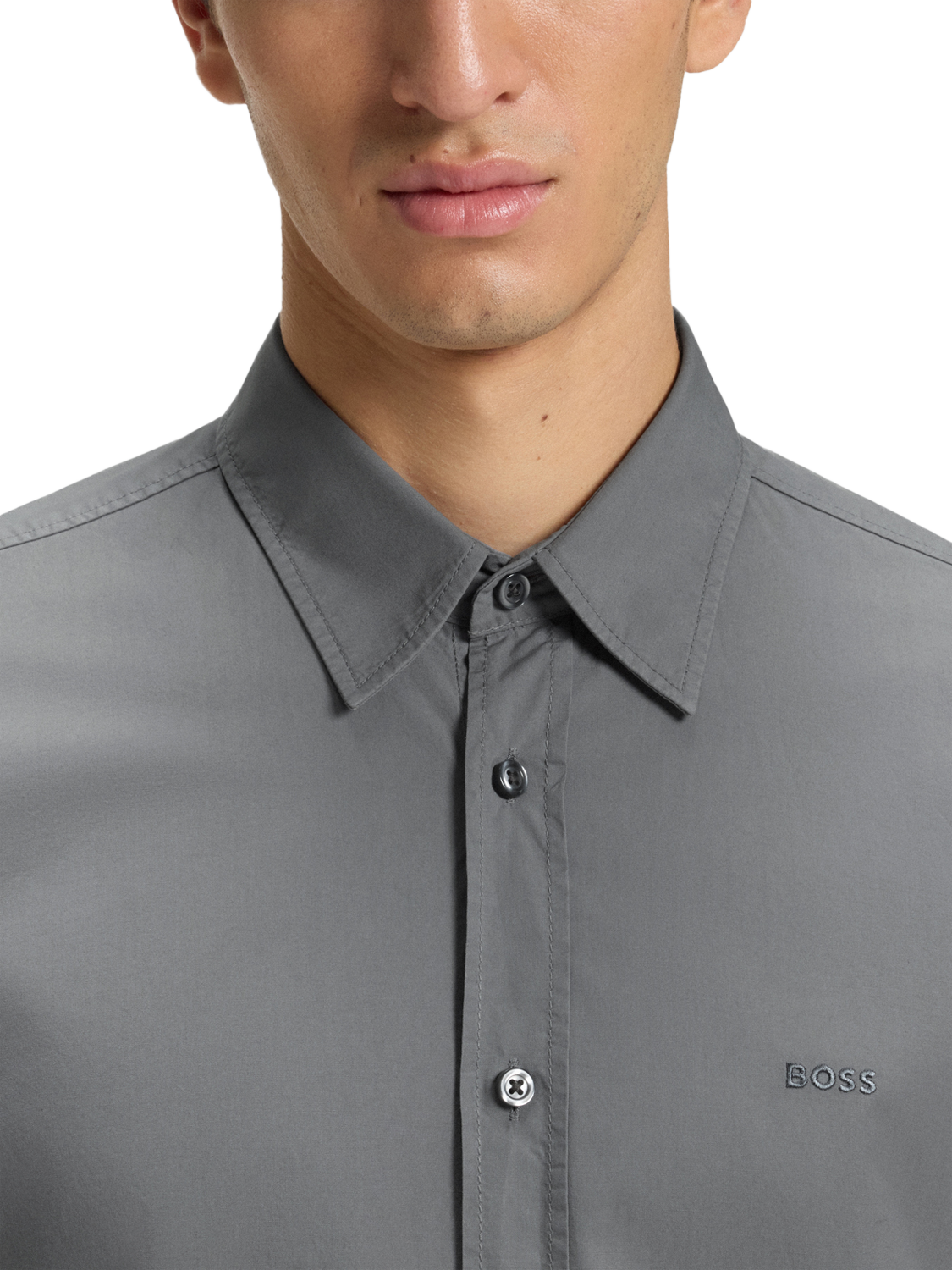 Product image 6 of 6, which shows HUGO BOSS Logo Cotton Shirt, Open Grey, L