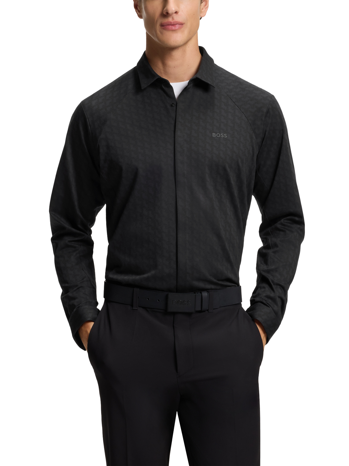 Product image 1 of 6, which shows BOSS Cotton Regular Fit Shirt, Dark Blue, M