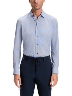 HUGO BOSS BOSS P Roan Kent Slim Fit Geometric Print Shirt, Light Pastel Blue, Light Pastel Blue