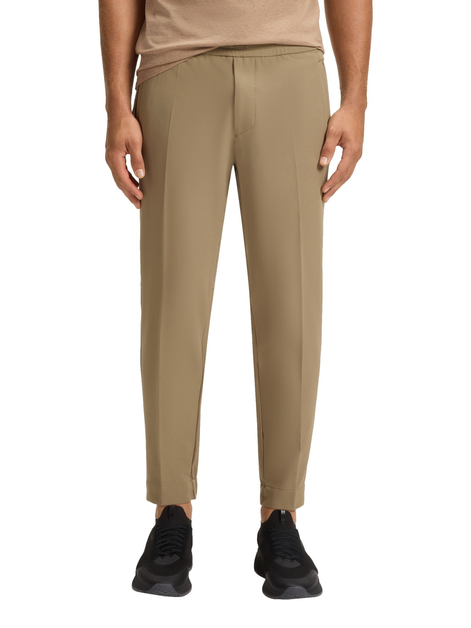 Product image 1 of 6, which shows BOSS Drawstring Waist Tapered Chinos , Beige, 32R
