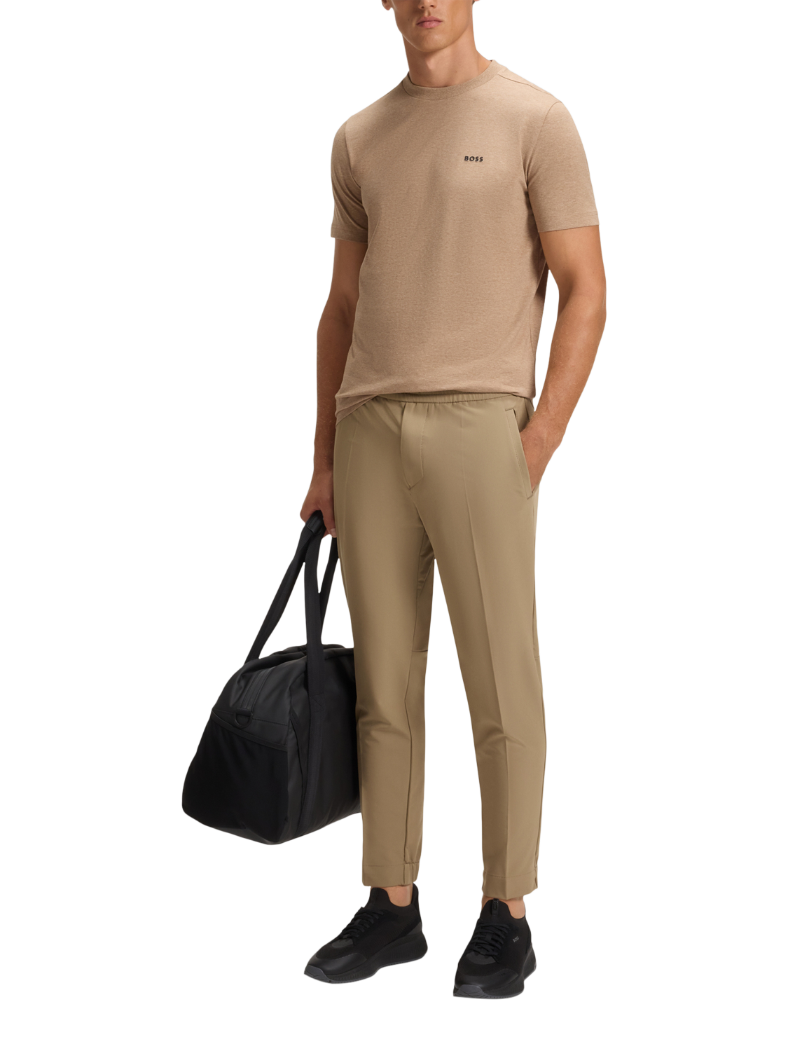 Product image 3 of 6, which shows BOSS Drawstring Waist Tapered Chinos , Beige, 32R
