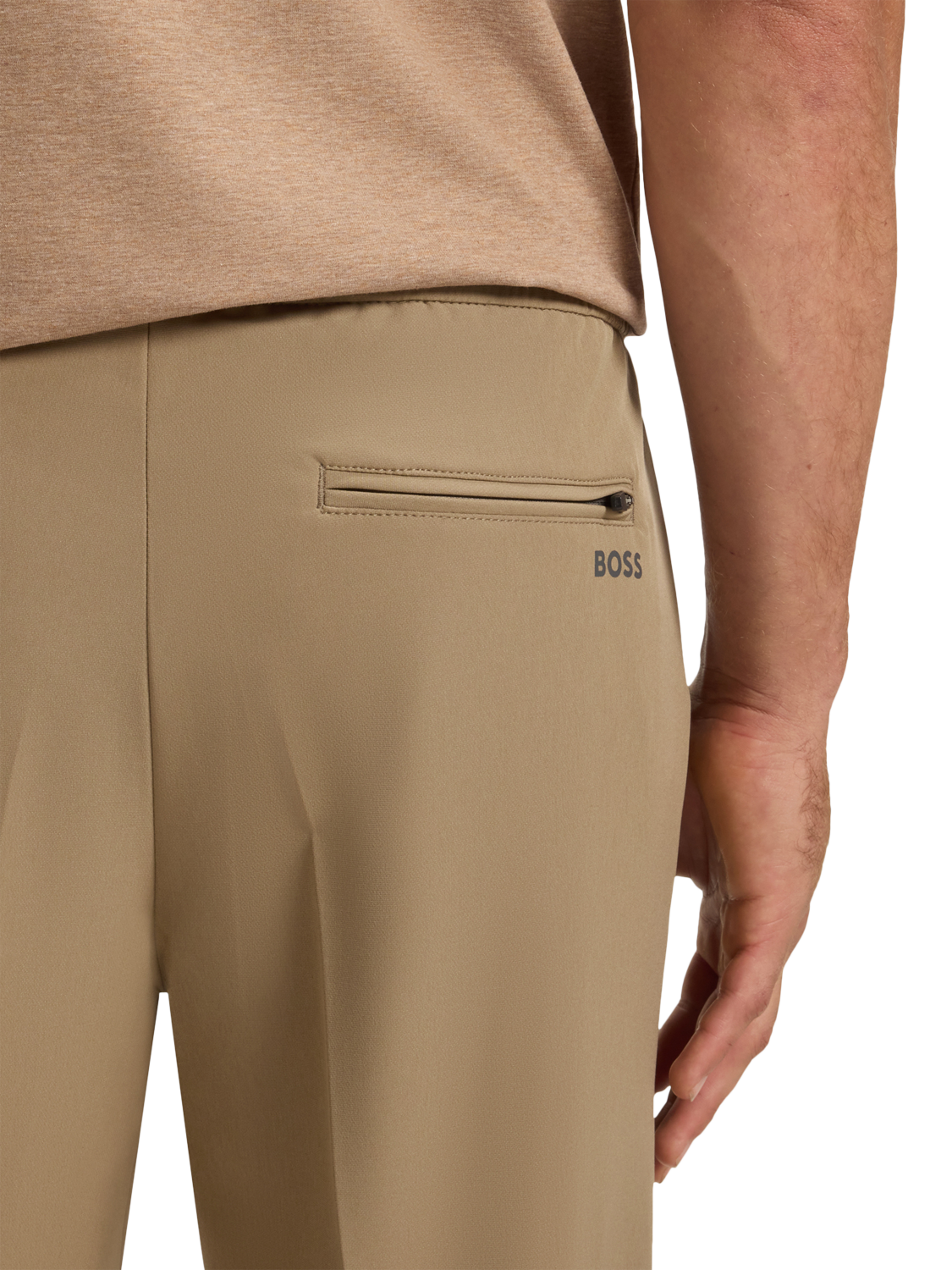 Product image 5 of 6, which shows BOSS Drawstring Waist Tapered Chinos , Beige, 32R
