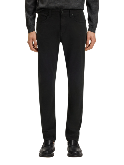 BOSS Slim Fit Cotton Blend Trousers, Black, Black