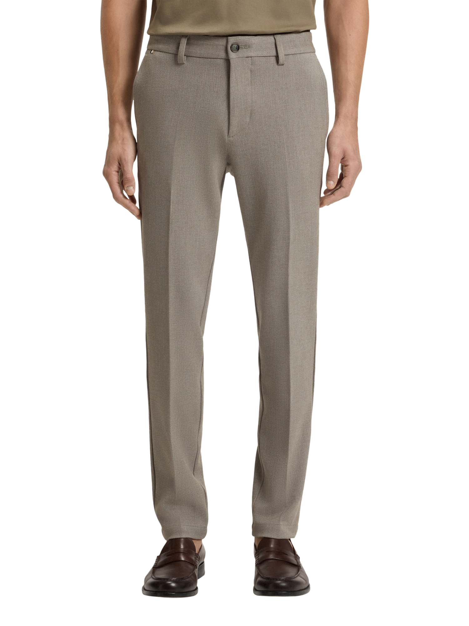 Product image 1 of 6, which shows HUGO BOSS BOSS Slim Fit Tailored Trousers, Open Brown, 34R
