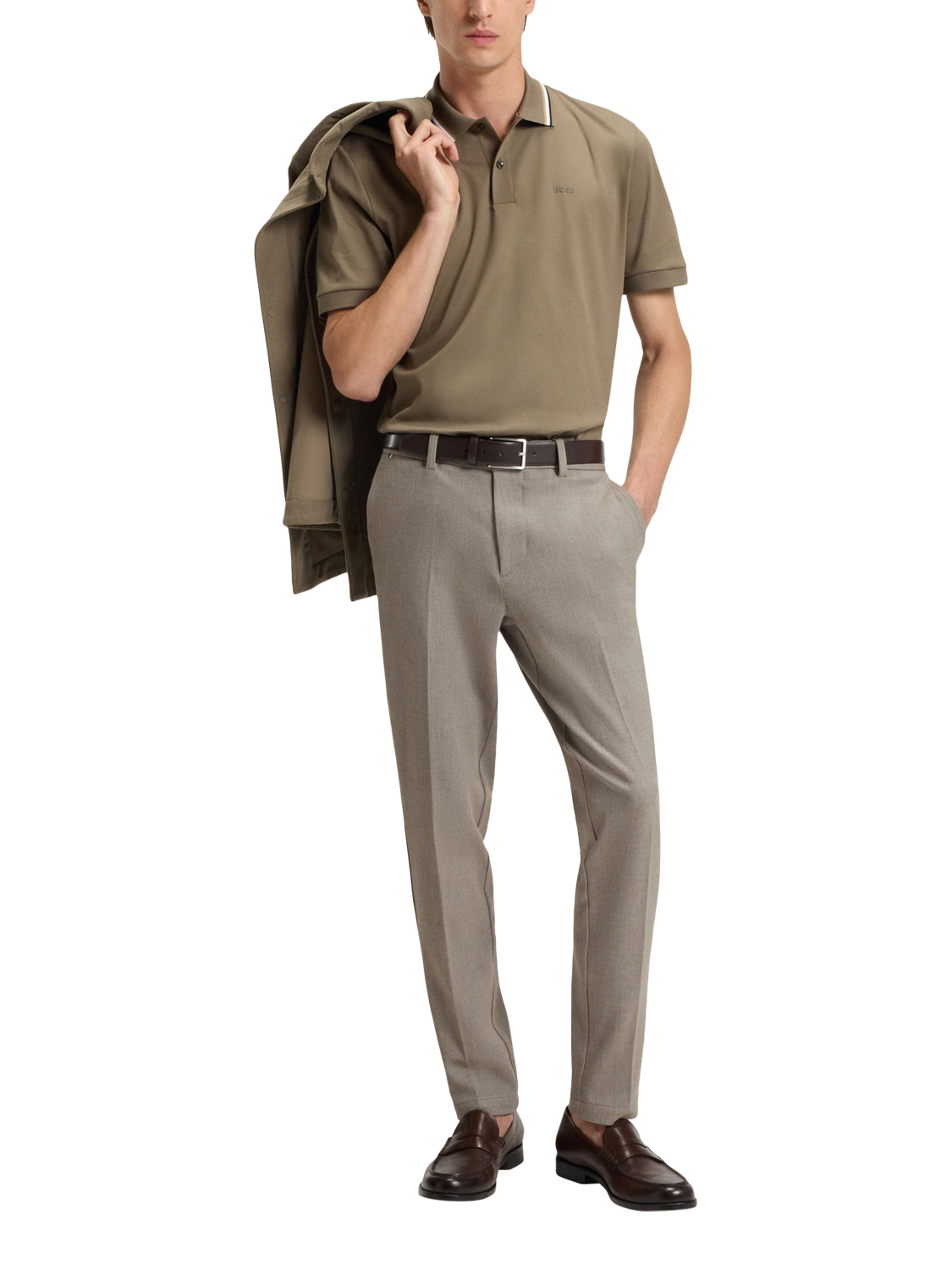 Product image 3 of 6, which shows HUGO BOSS BOSS Slim Fit Tailored Trousers, Open Brown, 34R