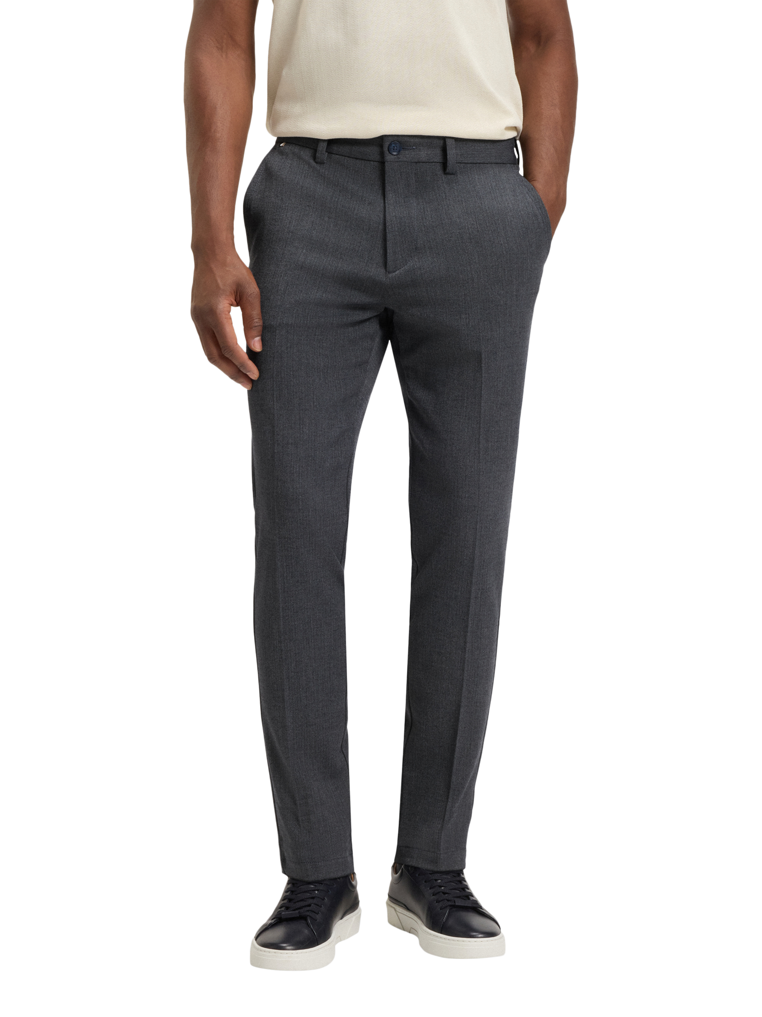 Product image 1 of 6, which shows BOSS Slim Fit Chinos, Dark Blue, 34R