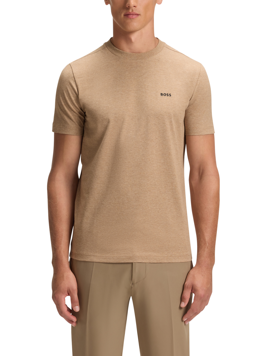 Product image 1 of 5, which shows HUGO BOSS Cotton Blend Logo T-Shirt, Medium Beige, XXL