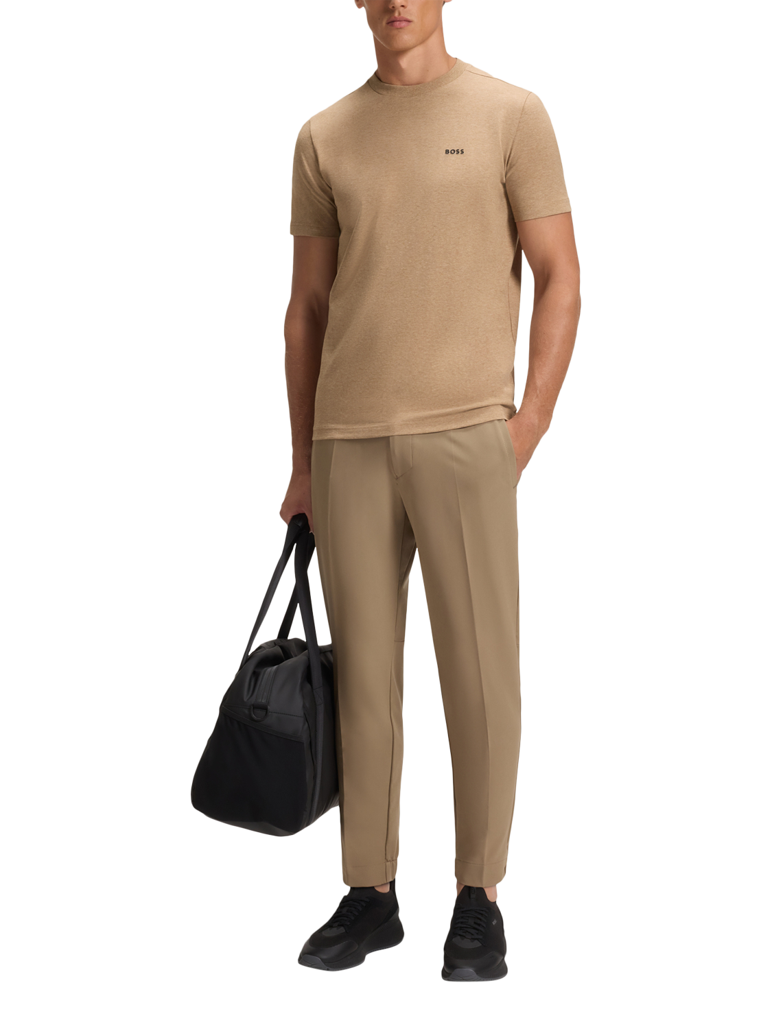Product image 3 of 5, which shows HUGO BOSS Cotton Blend Logo T-Shirt, Medium Beige, XXL
