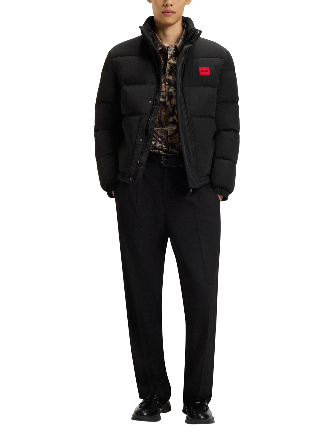 Product image 3 of 6, which shows HUGO BOSS HUGO Zip Front Puffer Jacket, Black, M