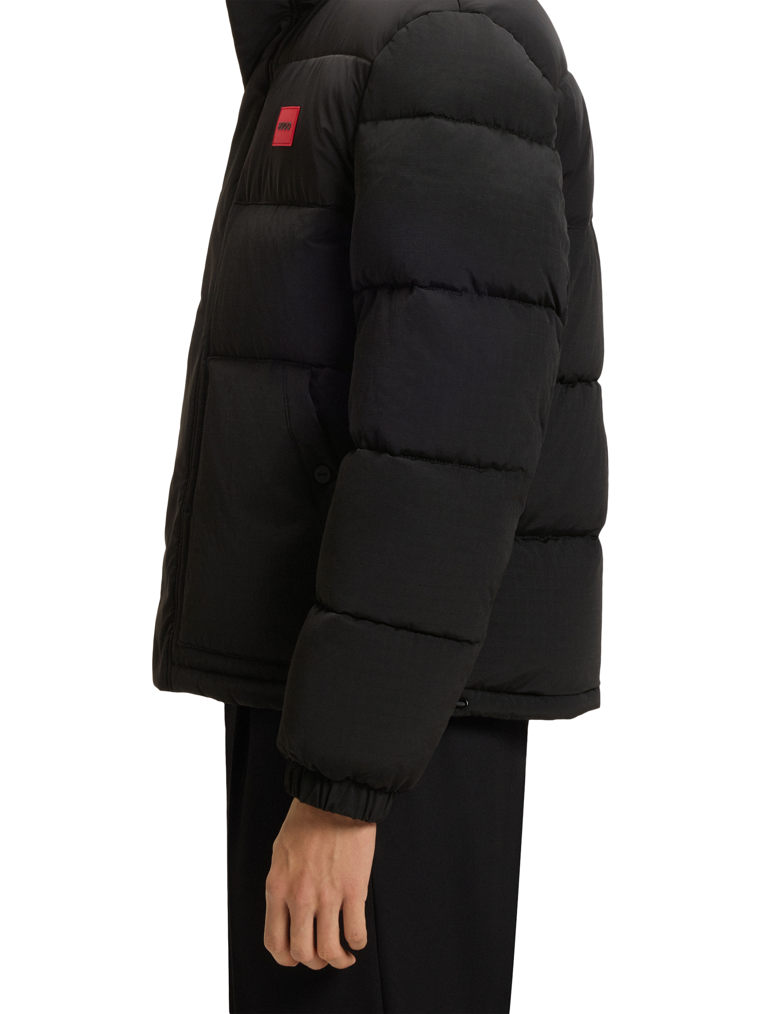 Product image 6 of 6, which shows HUGO BOSS HUGO Zip Front Puffer Jacket, Black, M