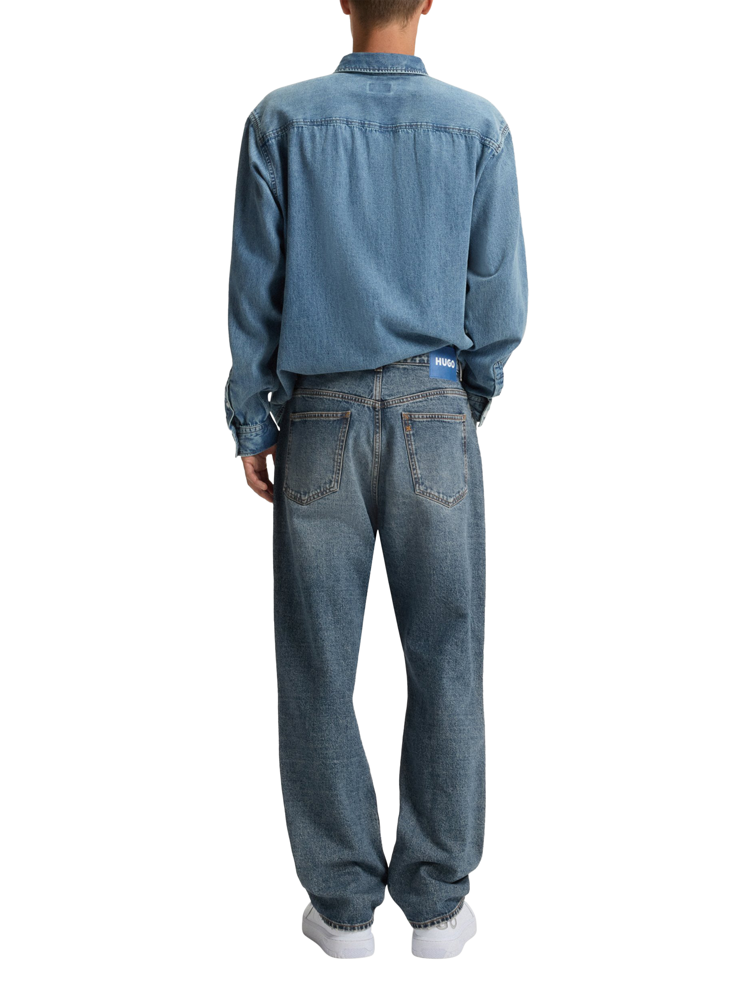 Product image 2 of 6, which shows HUGO BOSS HUGO Baggy Fit Jeans, Medium Blue, 36L