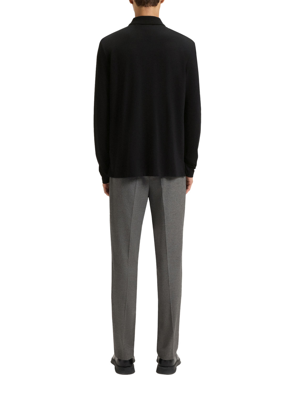 Product image 2 of 5, which shows HUGO Cotton Regular Fit Long Sleeve Polo Shirt, Black, XS