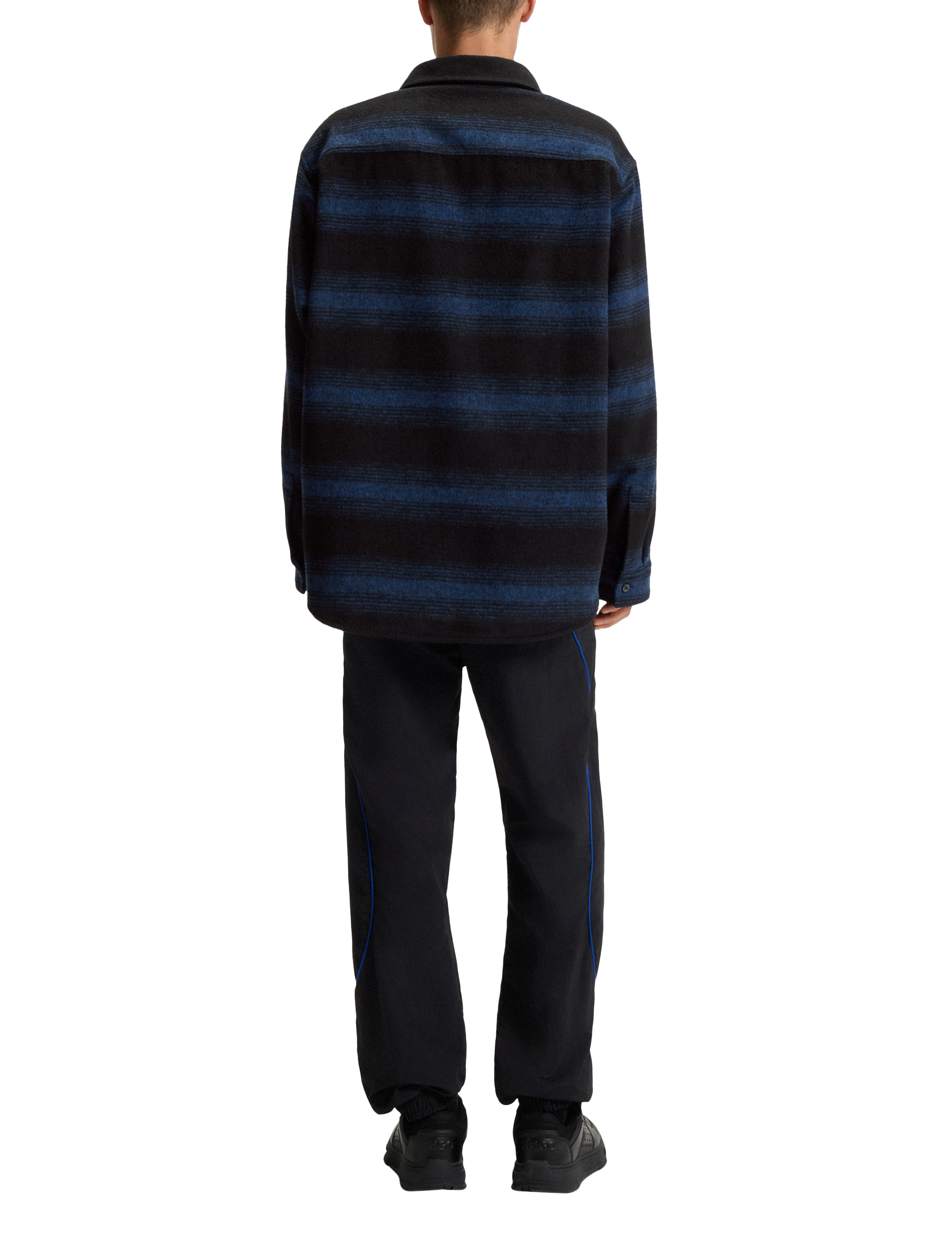 Product image 2 of 6, which shows HUGO Wool Blend Loose Fit Check Shirt, Open Blue, M