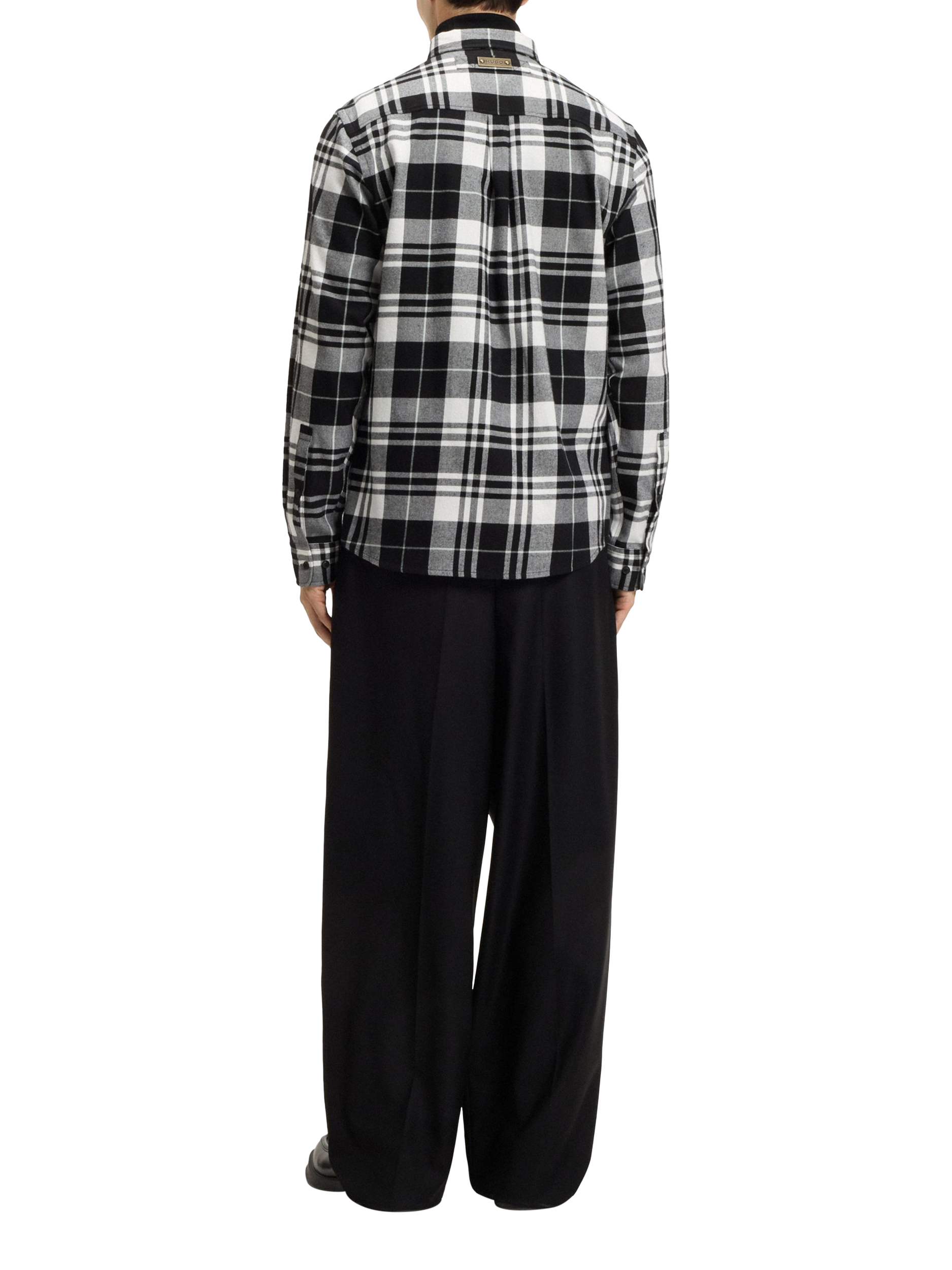 Product image 2 of 6, which shows HUGO BOSS HUGO Check Cotton Overshirt, Black, M