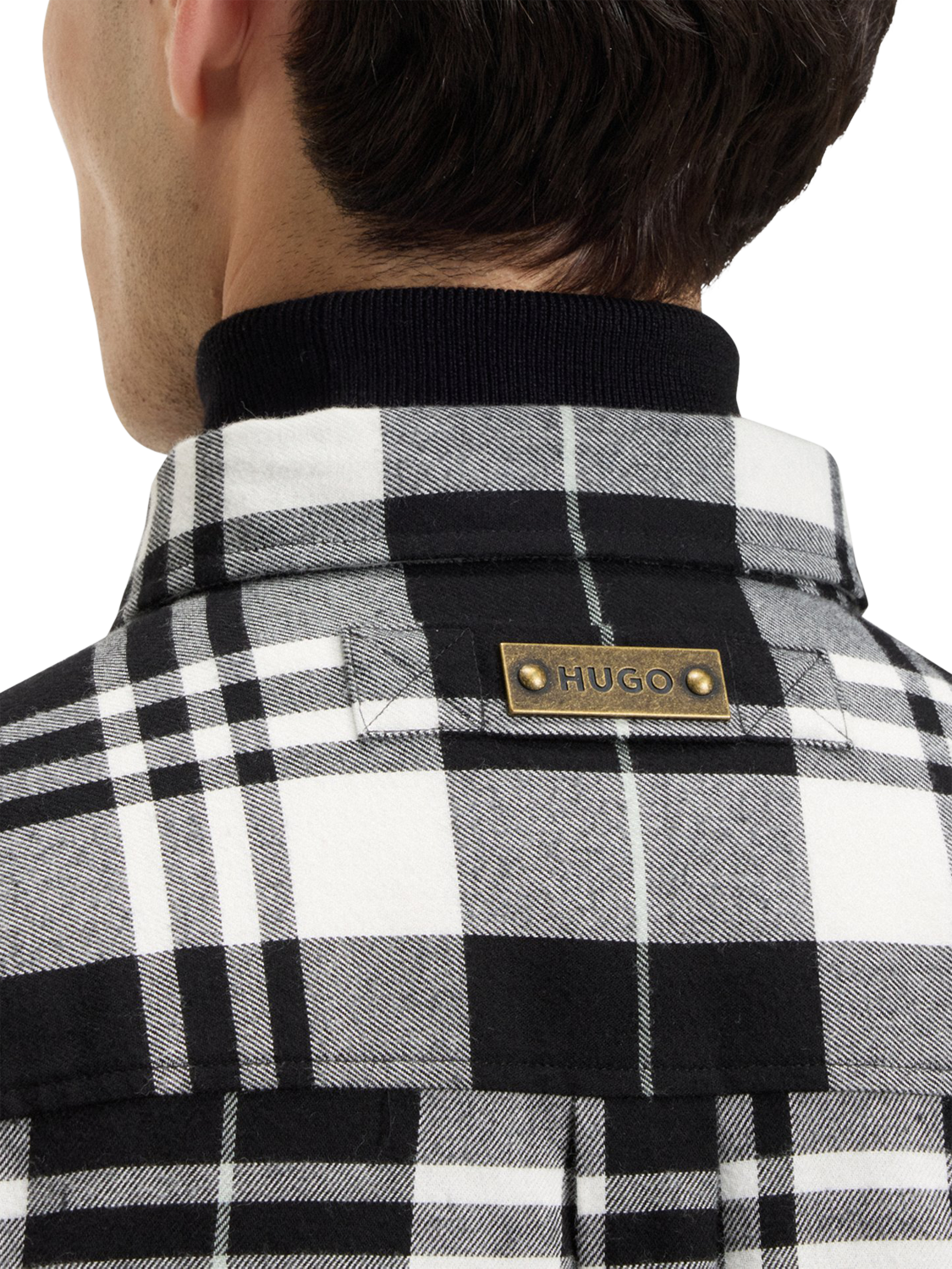Product image 5 of 6, which shows HUGO BOSS HUGO Check Cotton Overshirt, Black, M