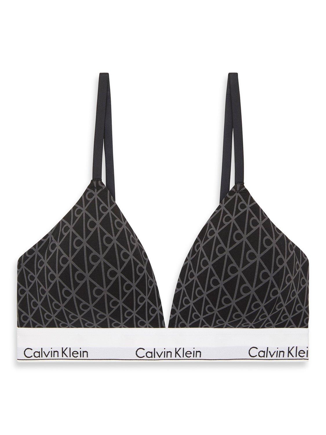 Product image 1 of 1, which shows Calvin Klein Lightly Lined Triangle Bralette , Black/Ashford Gray, XS